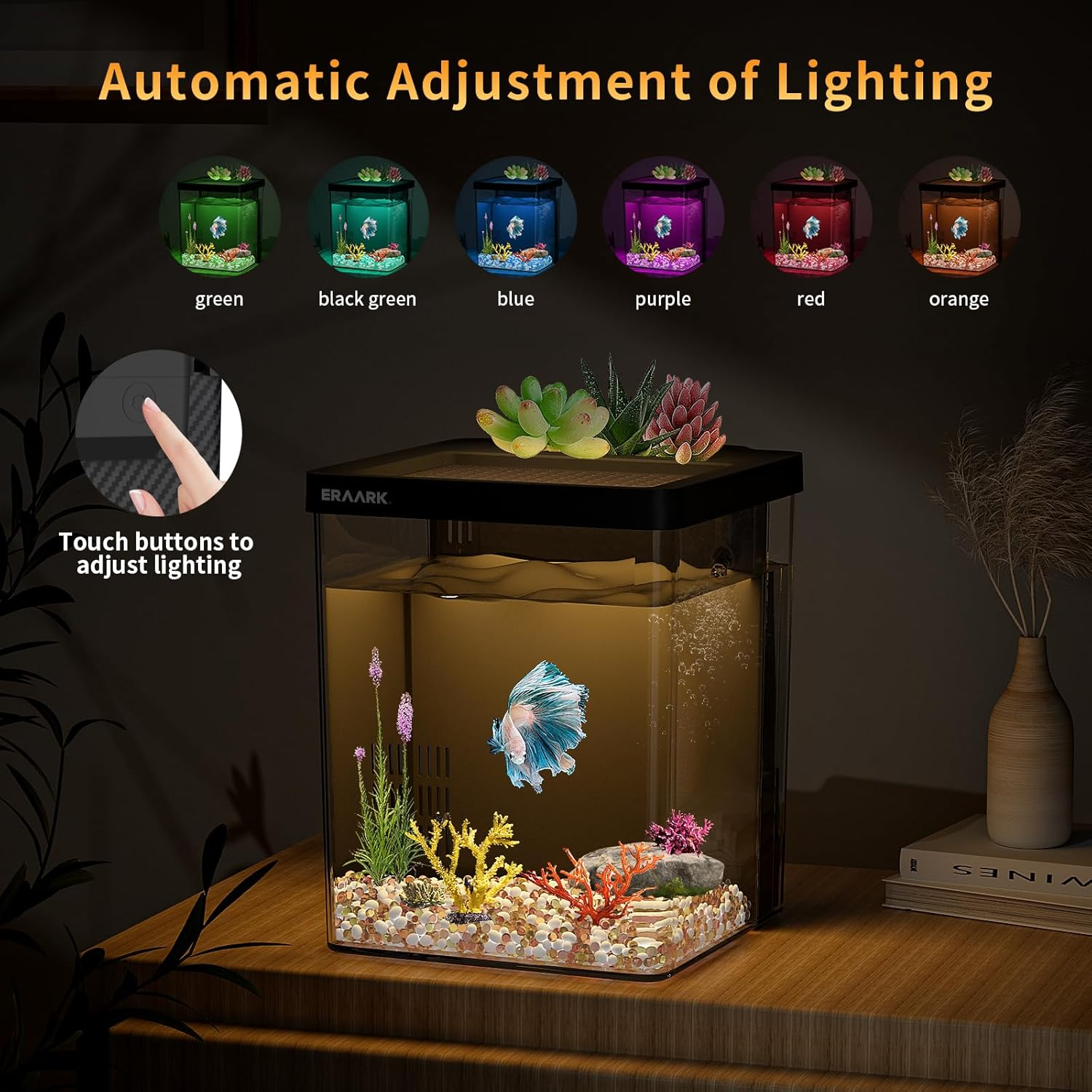 1.5 Gallon Betta Fish Tank Aquarium Kit with Filter LED Light, Water Pump, Fish Tank Starter Kits, Fish Bowl image number 4