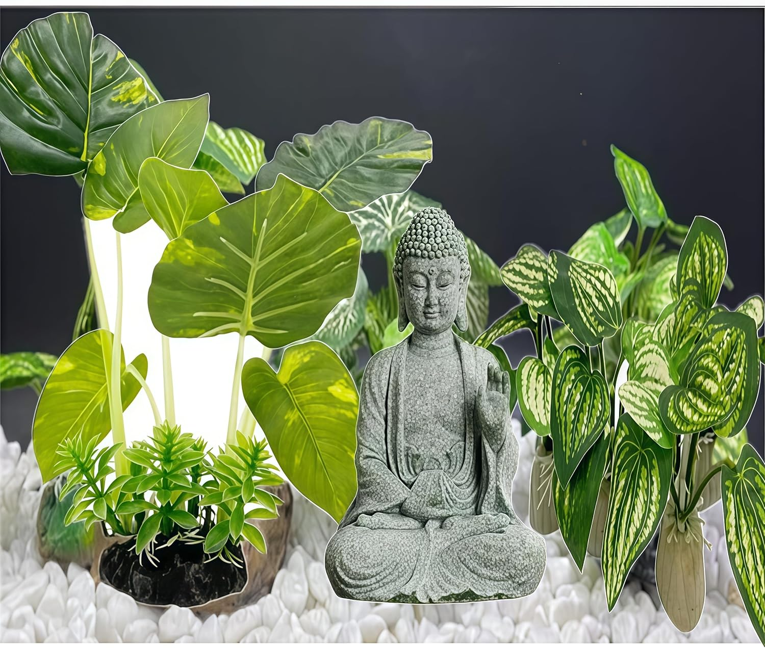 6Pcs Buddha Set,Fish Tank Decorations Aquarium Decoration Small Ornaments Accessories Betta Fish Rest Leaf Buddha for Household and Office Aquarium Simulation. image number 4