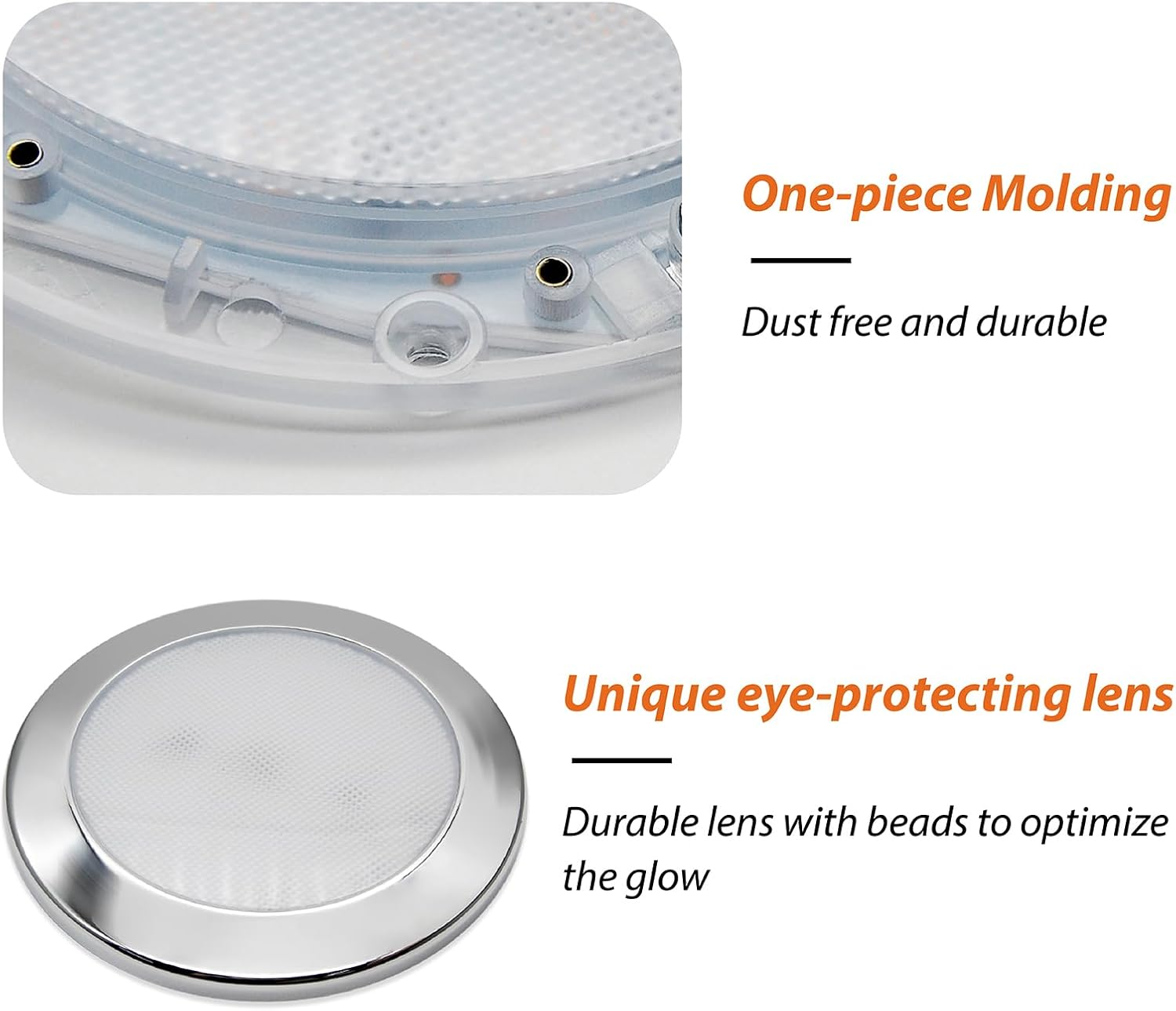 Dream Lighting 12V LED Caravan Ceiling Lights 5Inch RV Campervan Motorhome Interior Dome Cabin Lamp Cool White Chromed Shell image number 4