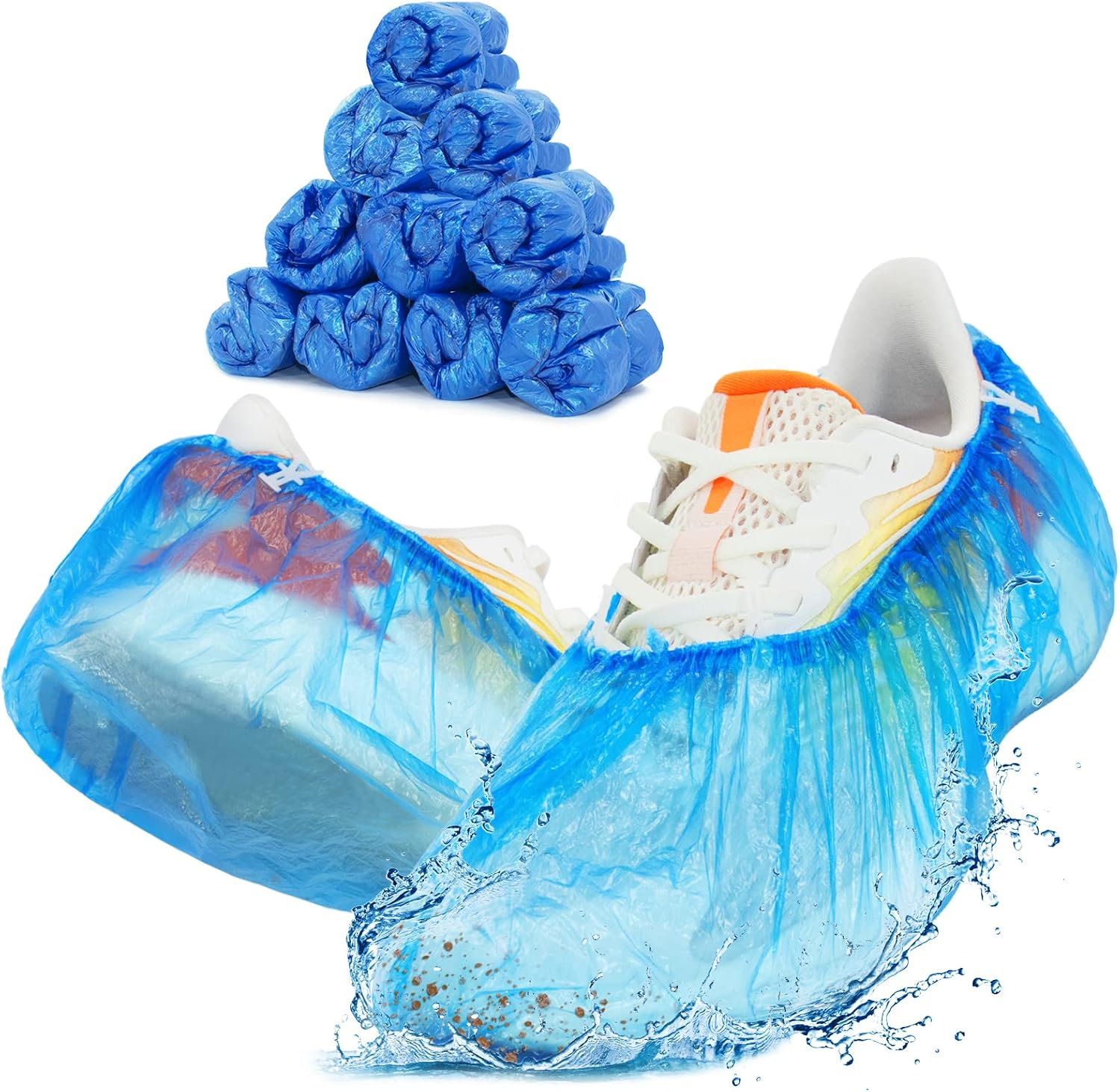 Blemoacha Automatic Shoe Covers Dispenser,200 Pcs Shoe Cover Indoors Disposable,Booties for Portable Machine Fits One Size,Shoe Cover Protect Floor for House Office Hospital Factory (Silver)