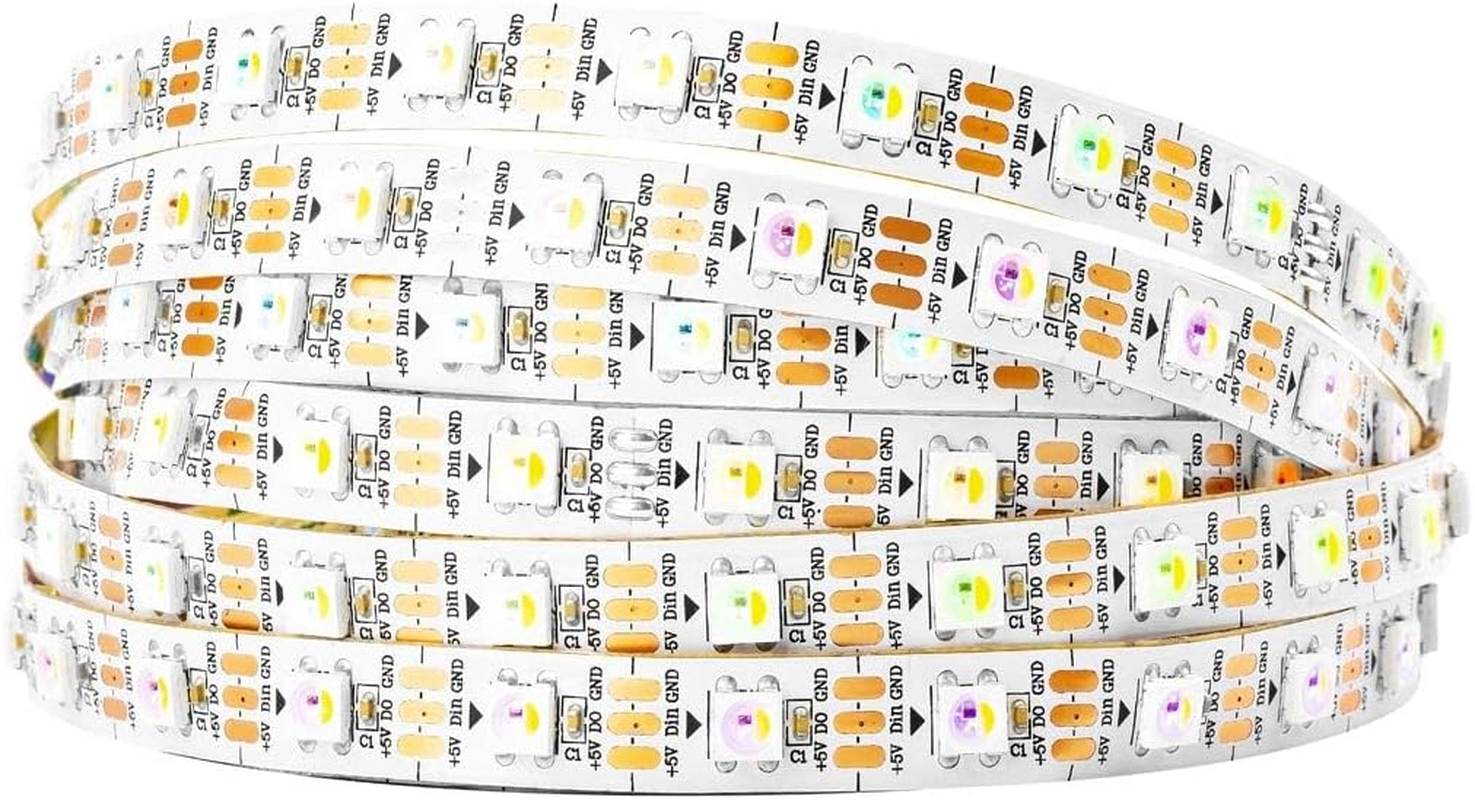 Btf-Lighting RGBW RGBNW Natural White SK6812 (Similar WS2812B) 16.4Ft 5M 60Leds/Pixels/M Individually Addressable Flexible 4 Color in 1 LED Dream Color LED Strip Non-Waterproof DC5V
