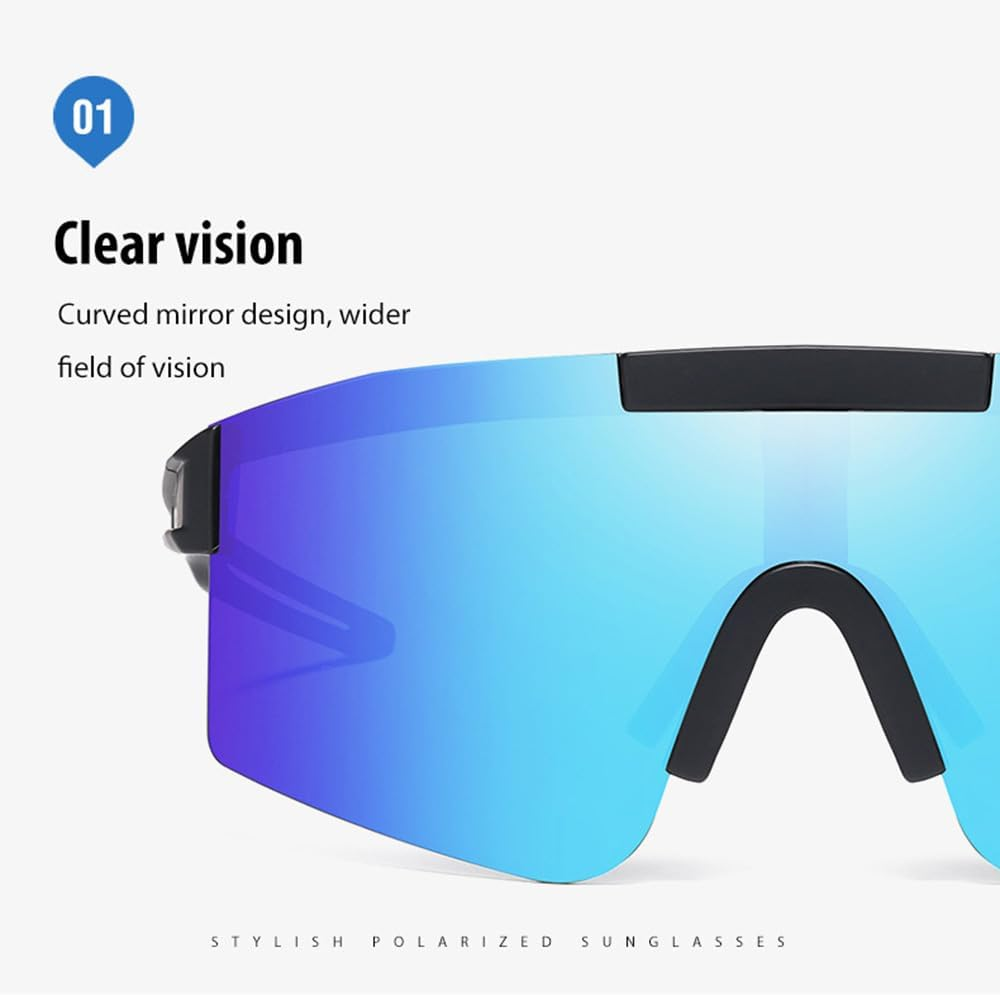 Motorcycle Goggles, Polarized Cycling Glasses, UV400 and Windproof Dirt Bike Goggles, Adjustable Pad Riding Goggles with Lanyard & Case for Cycling Driving Sport