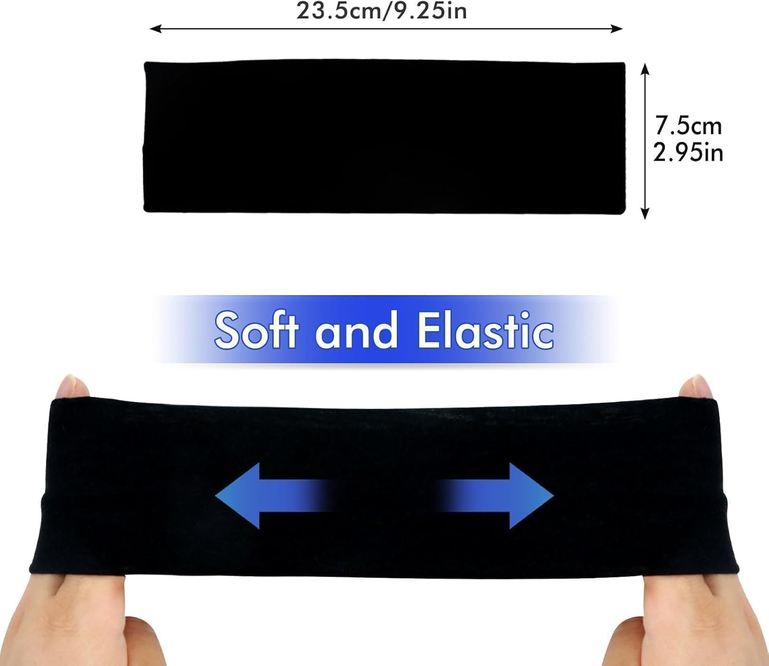 Sularpek Hair Bands, Pack of 3 Women'S Hair Bands, 7.5 Cm Black Wide Hair Band, Non-Slip Headband, Women, Elastic Hair Bands for Running, Cycling, Yoga, Fitness image number 3