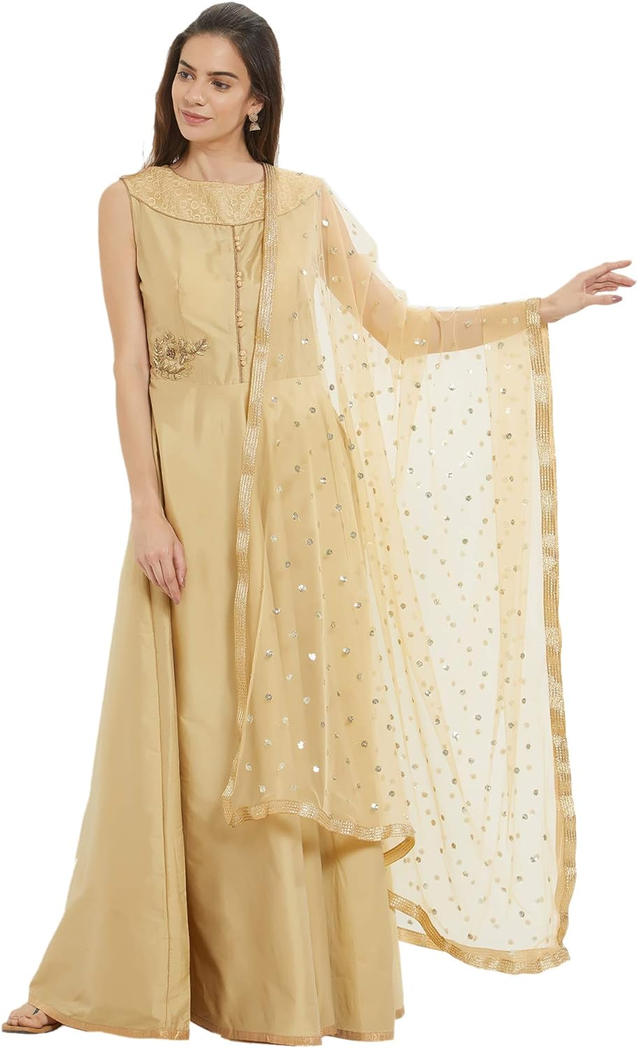 Dupatta Bazaar Women Gold Cotton Silk Dupatta