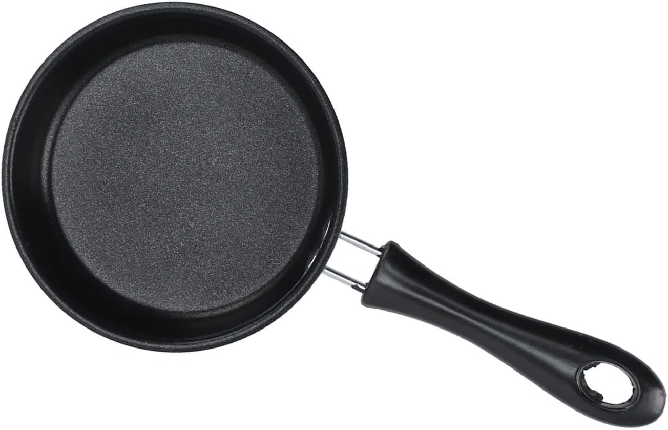 12Cm Stainless, Steel Frying Pan round Egg Mini Prevent Stick Pots & Pans Fry Breakfast with Handle, Non Induction Pot Pancake Maker Omelet for Eggs Small Handle 12Cm