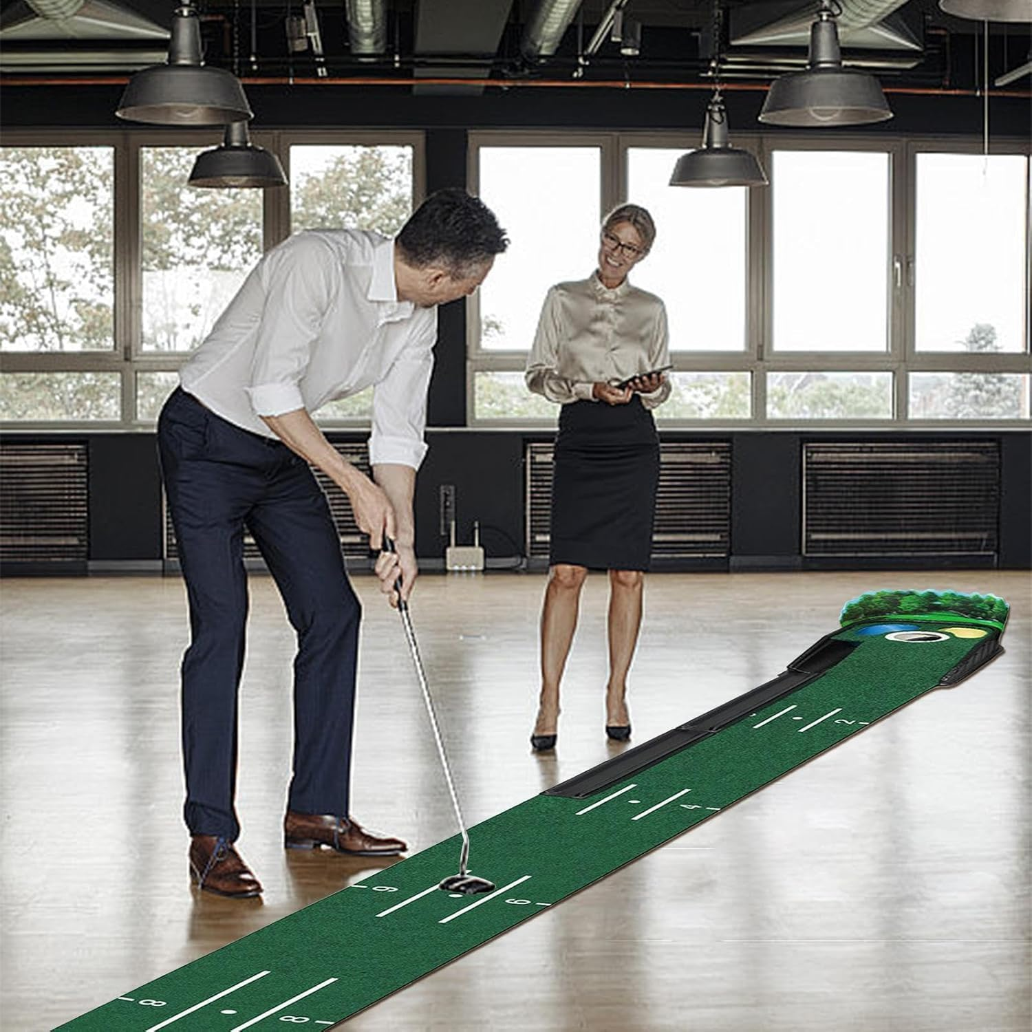 Golf Putting Mat,Golf Practice Mat Indoors with Alignment Guides, Putting Practice Mat, Portable Golf Indoor and Outdoor Putting Practice Device image number 6