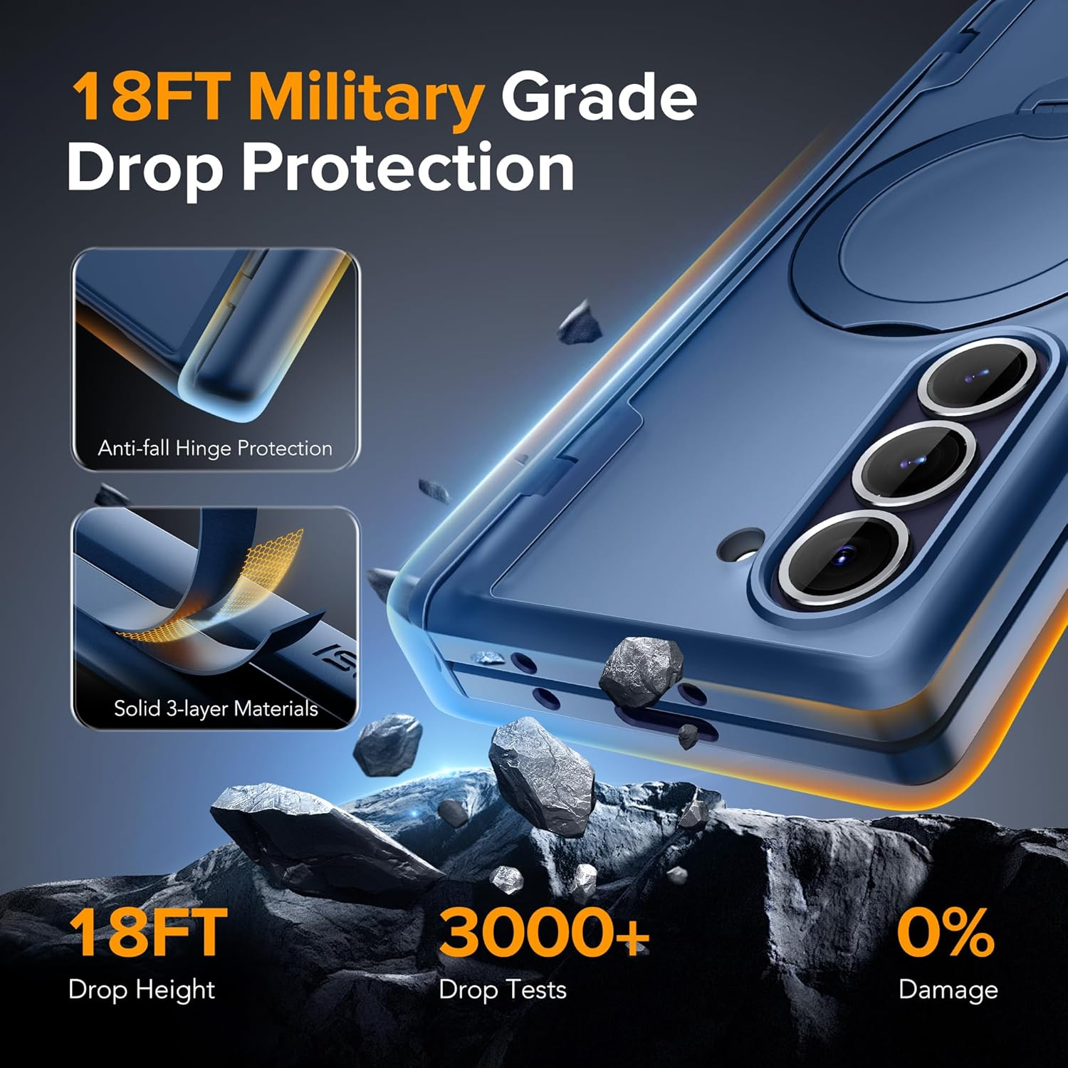 MOBOSI Upgraded 360&deg; Spin Magnetic Ring Stand for Z Fold 6 Case with S Pen Slot, Compatible with Magsafe, 18FT Military Grade Protection, Shockproof Case for Samsung Galaxy Z Fold6, Privacy Blue image number 5