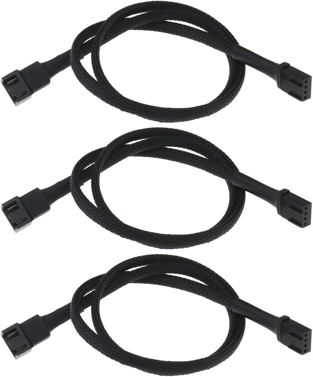 Ecsing 3PCS 4-Pin Fan Extension Cables Compatible with 3 Pin and PMW Connector 60Cm 24AWG Nylon Braid Male to Female Extending Cable image number 6