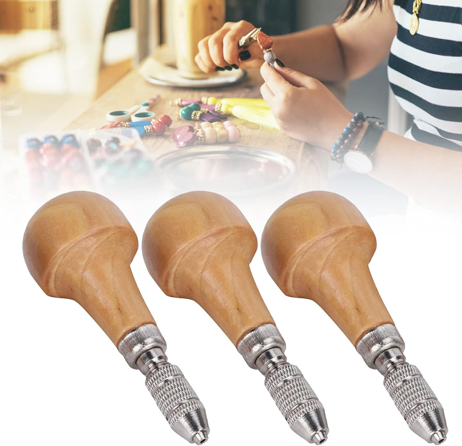 Fdit Lock Nozzle Pin Vise, 3 Set Pin Vise Set, Hand Drill, Making Tool, for Carving Resin image number 3
