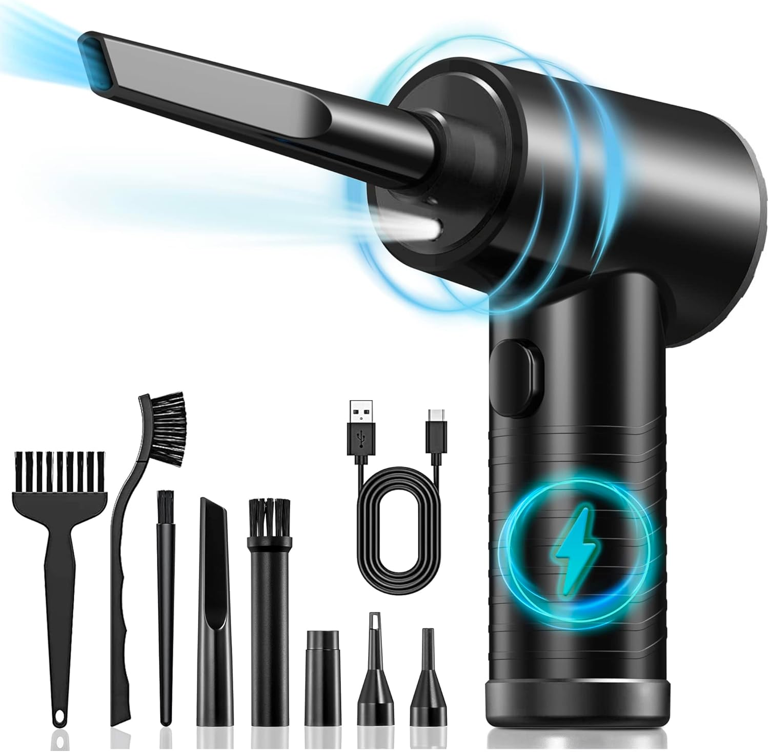 Compressed Air Duster, 130000RPM Electric Air Duster Replaces Compressed Air Cans, 3 Speed, Cordless Air Blower for Cleaning Computer Keyboard image number 4