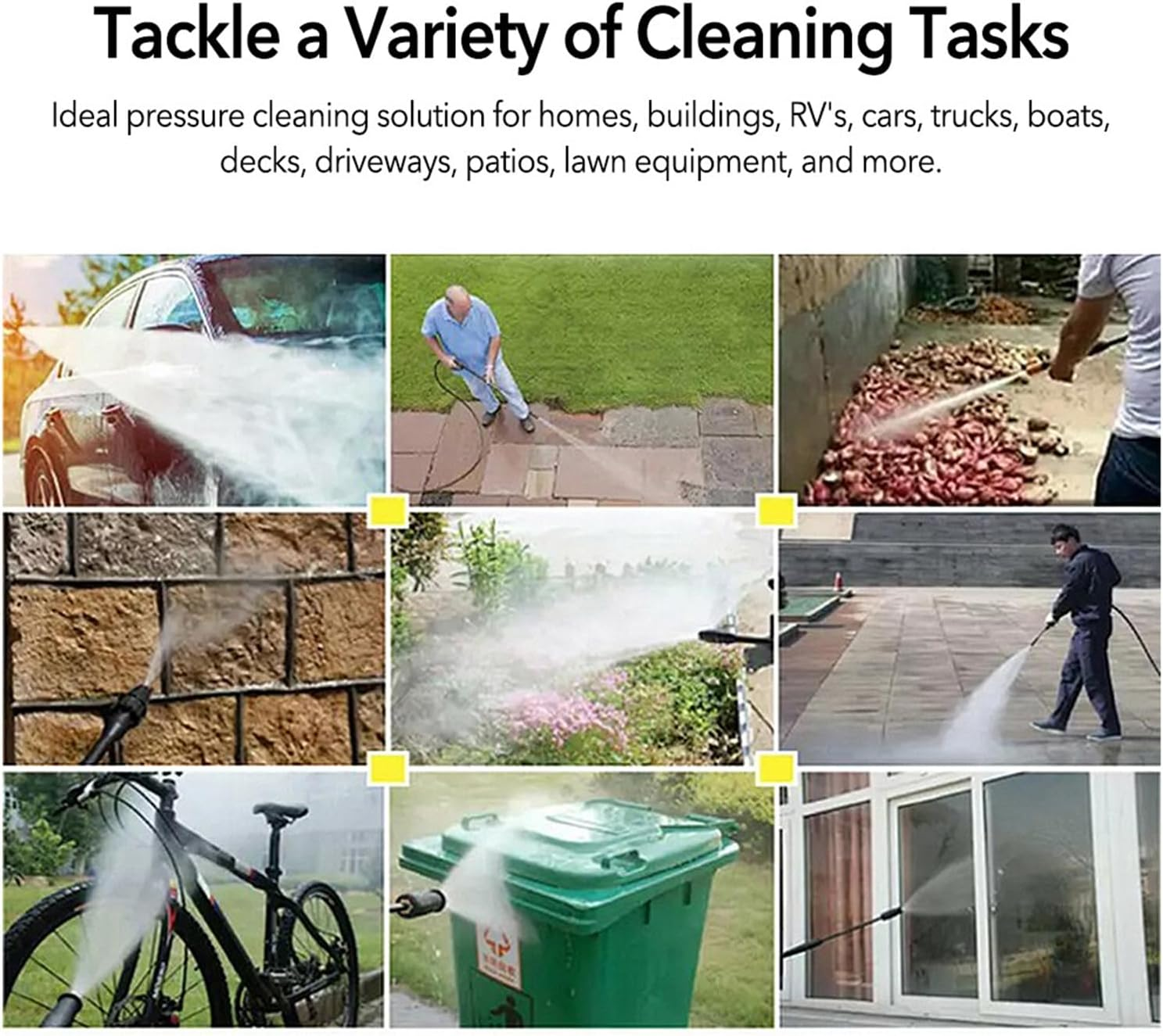 Electric High Pressure Washer Cleaner, 6L/Min Flow, 10M Hose, Adjustable Nozzle, Copper Motor, Self-Priming & Auto Shut-Off Cleaner for Car, Home & Outdoor Use (Black) image number 5