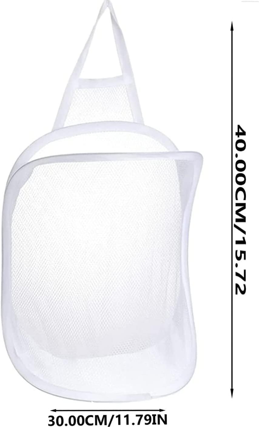 Hanging Laundry Hamper, Foldable Lightweight Wall Mounted Storage Bag, Laundry Bag to Hang Foldable Mesh Hamper Dirty Cloth Basket with Carry Handle Door Net Hampers for Store Cloth, Toy, Hotel Use image number 3