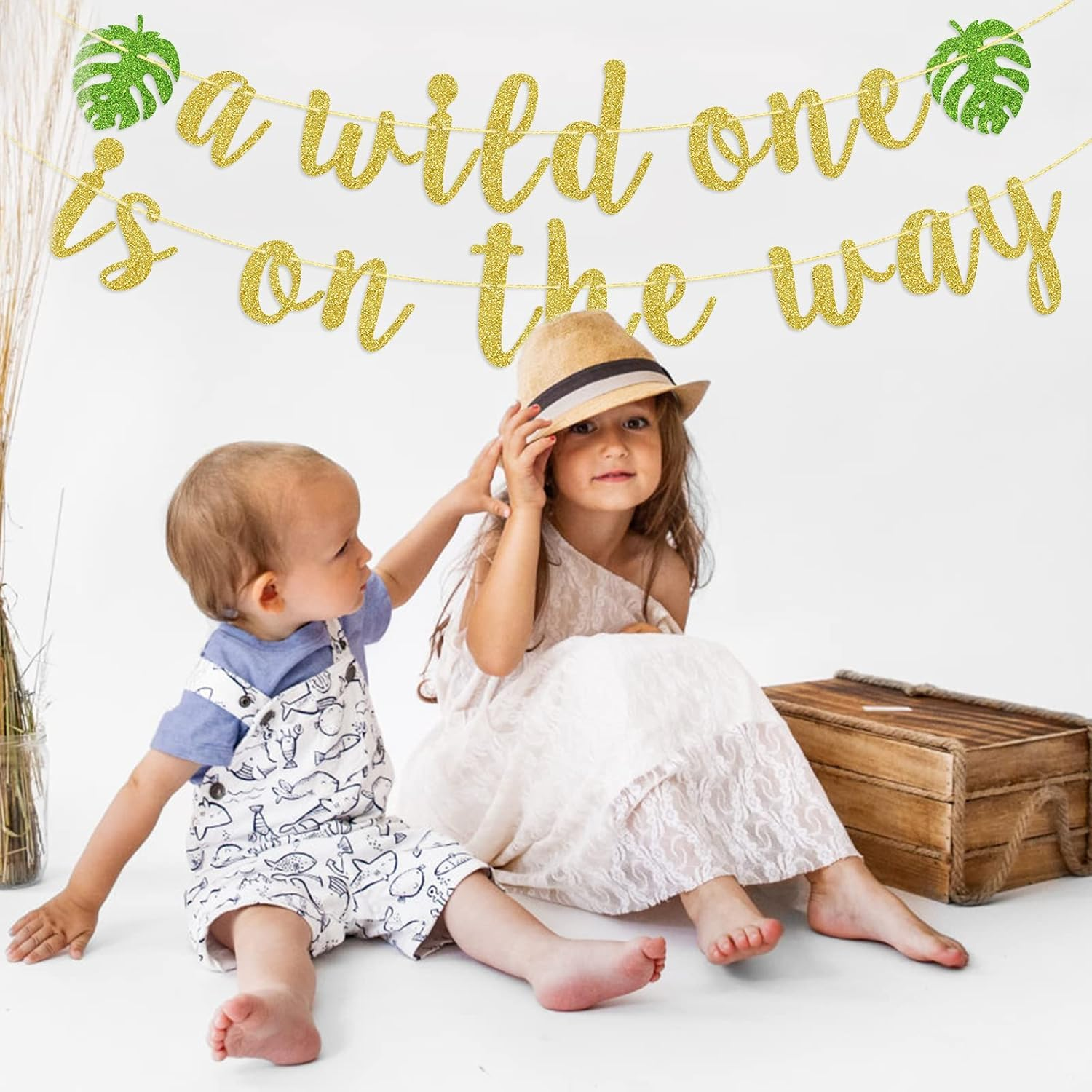 Confetti! Jungle Safari Theme Baby Shower Decor Banner - DIY a Wild One Is on the Way Welcome Sign for Baby Shower and Birthday Party, Versatile Hanging Decor for Indoor and Outdoor Celebrations image number 5