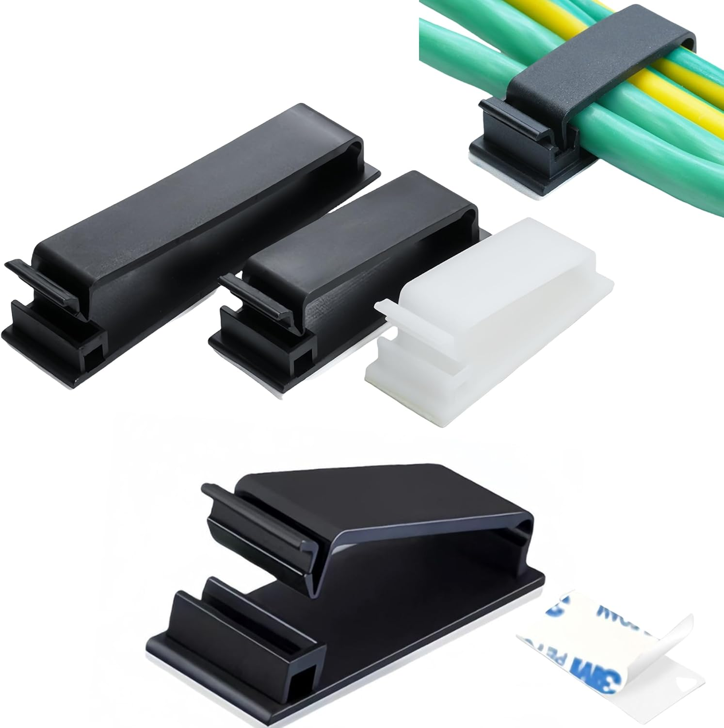 Clearhill 25Packs Self Adhesive Cable Management Clips,64.5Mm/2.54In White Durable Wire Organizers Cord Holder for TV, PC, Laptop, Ethernet, Desktop, Home, and Office image number 7