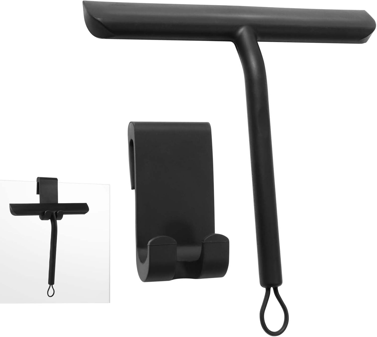 Vinabo Shower Squeegee for Shower Doors,Silicone Shower Screen Wiper,Black Squeegee for Showers, Bathroom Squeegees for Scraper for Mirror,Car,Window and Glass Cleaning-21Cm image number 3