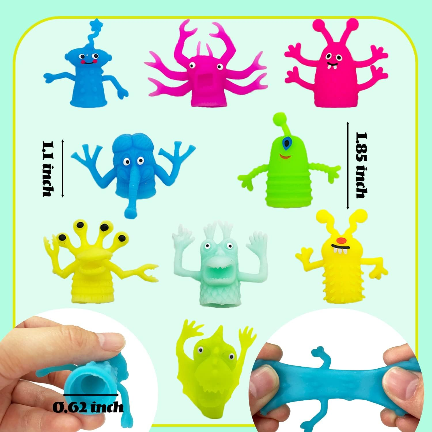 20 Finger Puppets Toys,Funny Monster Stretchy Finger Puppets,Soft Rubber Finger Doll Toys for Children'S Party Favors (Random Colors and Styles) image number 2