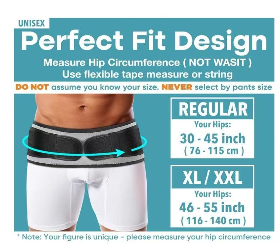Sacroiliac Hip Belt for Men and Women That Alleviates Sciatic, Lower Back Pain, Back Brace Provides SI Joint Pelvic Support Nerve Compression & Stability (M(115Cm)) image number 5