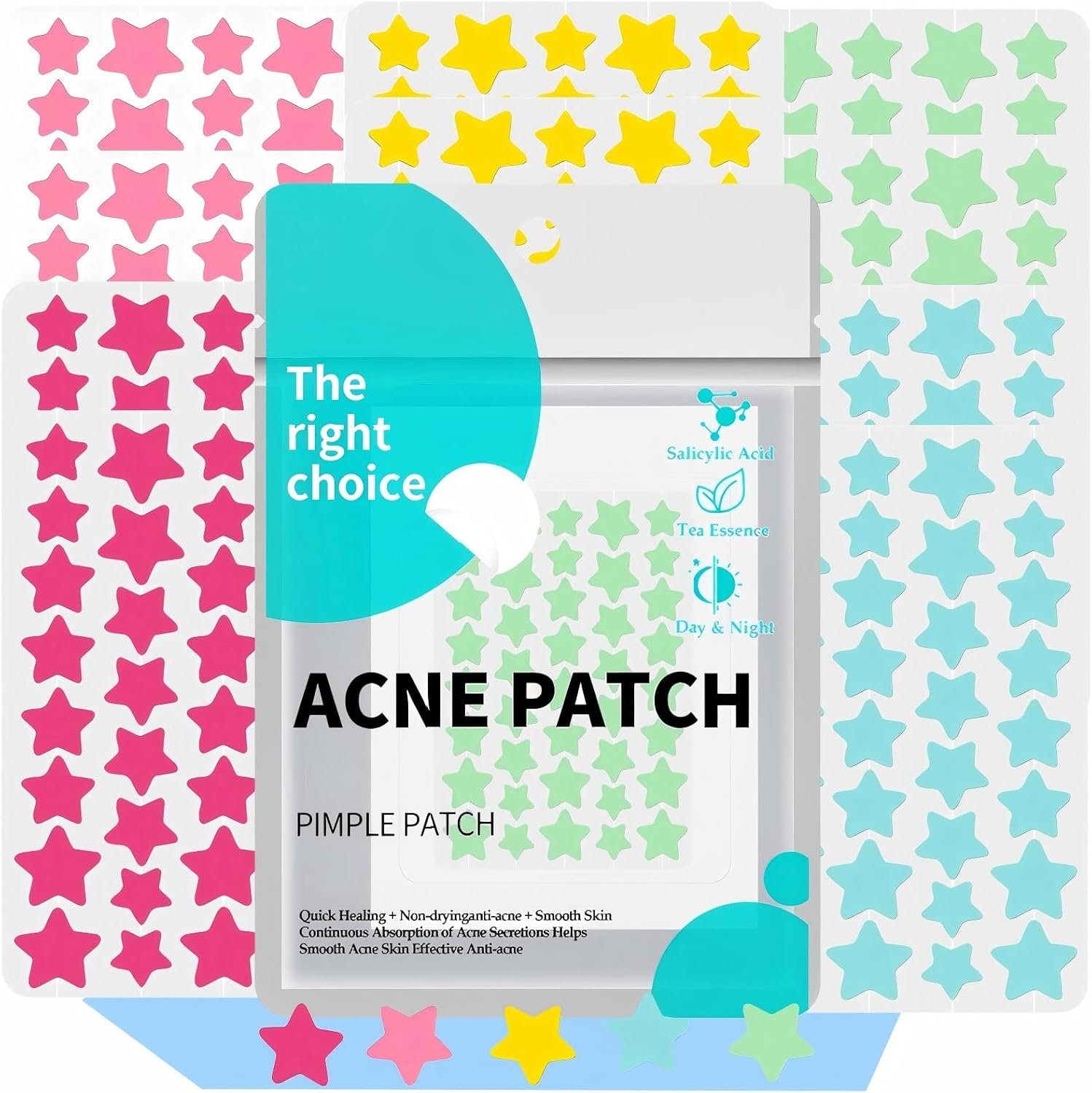 Pimple Patches for Face (400Pcs /10 Sheet), Pink & Blue & Yellow & Green & Rose Acne Patches, Hydrocolloid Patch Acne Dots, Zit Patche for Face Body Skin Clear Spot Treatment Pimple Stickers