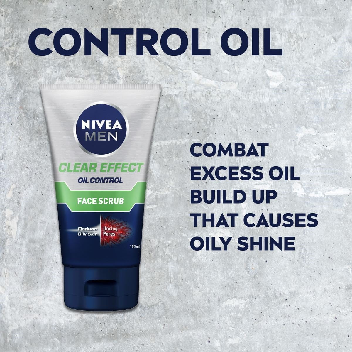 Nivea Men Clear Effect Oil Control Face Scrub 100 Ml image number 2