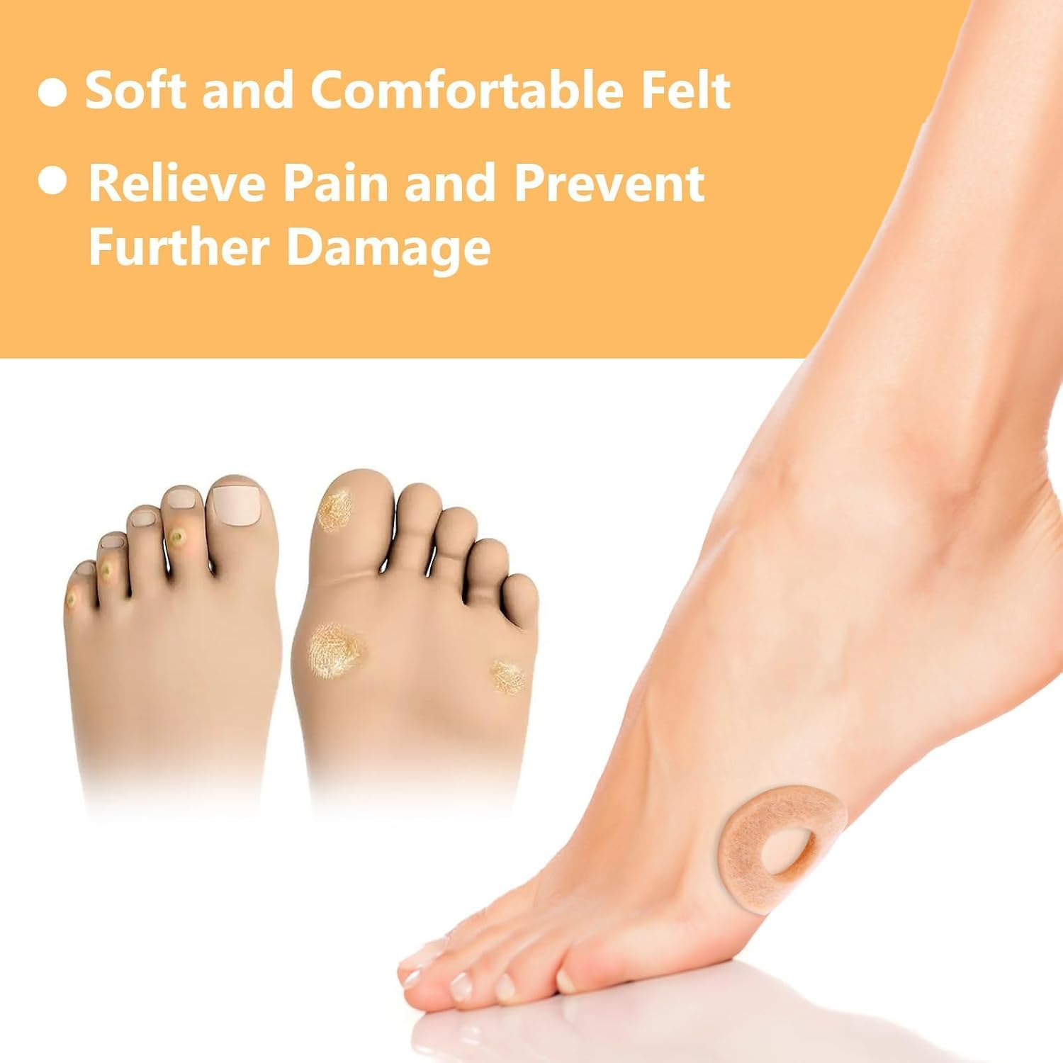 Self Adhesive Callus Pads round Corn Pads, 48Pcs Callus Cushions round Callus Pads,Round Callus Pads Soft Felt Callus Pads,Round Corn Patches Protection Pad Felt Corn Pad,Round Felt Corn Cushion Pads