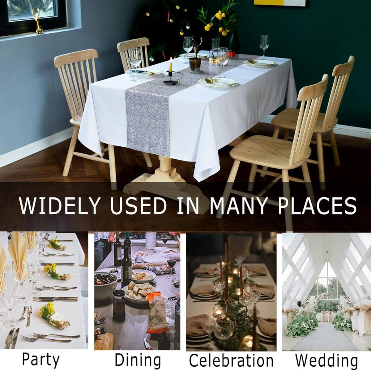 AIMALL Premium Sequin Table Runner for Weddings and Special Events, 12" X 71", Sparkling Color Choices, for Tables of 4-6 image number 2