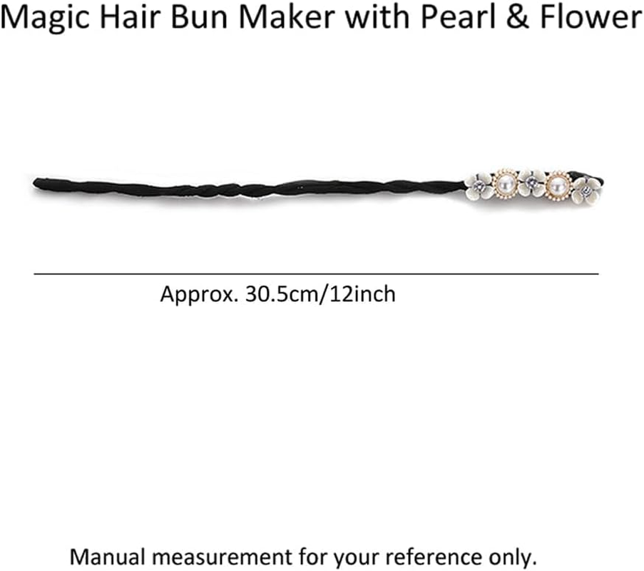 OHEETU 4Pcs Women Magic Hair Bun Maker French Hairstyle Hair Twist Curler with Pearl and Flower Buns Shaper Donut Bun Maker Elegant DIY Hair Styling Accessories for Women Girls image number 6