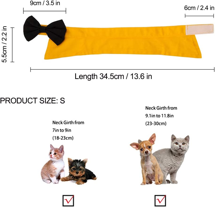 ZTON Handcrafted Adjustable Formal Pet Bowtie Collar Neck Tie for Dogs & Cats (S, Black 1) image number 6