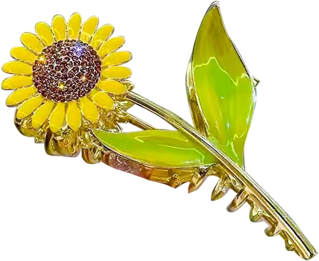 Flower Metal Hair Claw Clips,Sunflower Hair Clips,Flower Hair Clips,Sunflower Hair Claw Clips,Nonslip Large Claw Hair Clamps,Flower Hair Hold Clip for Women Thin and Thick Hair image number 1