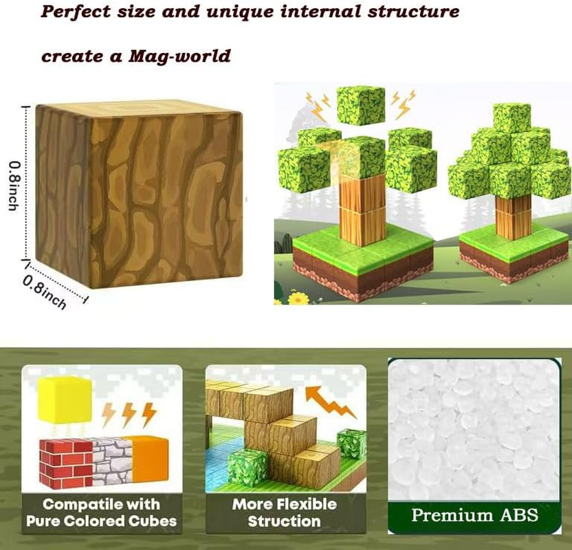 100PCS Magnetic Blocks-Build Mine Magnet World Edition, Magnetic Toys for Boys & Girls,Stem Montessori Sensory Toys for Toddlers Gifts for 3+ Years Old image number 1