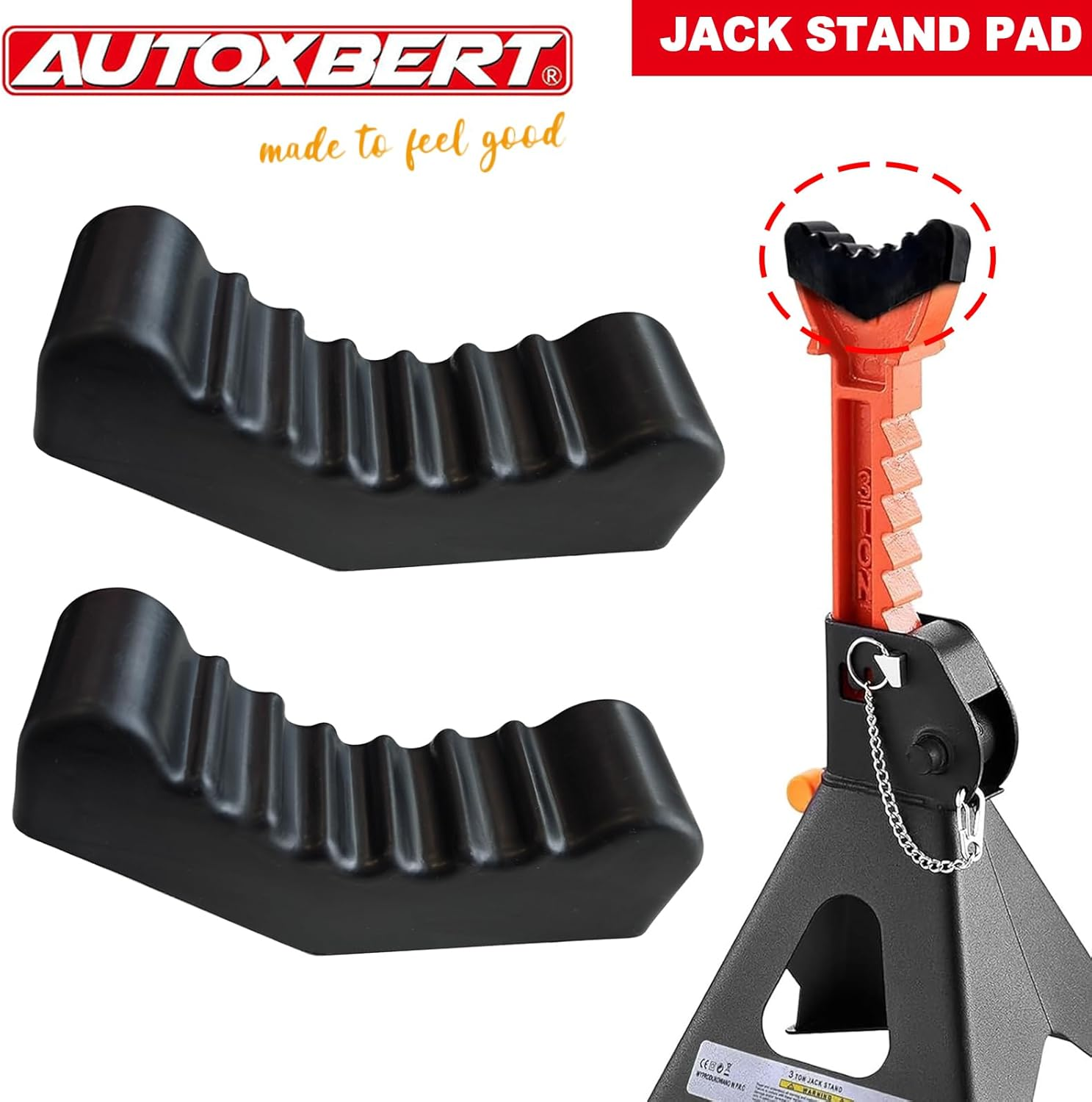2PCS Jack Rubber Pads for Jack Stands, 6 Ton Frame Rail Pinch Welds Protector, V-Shape Heavy Duty Jack Pad Adapter, Anti-Slip Jack Pad for Lift Jack Stand Black - 2/3 Ton Red image number 7