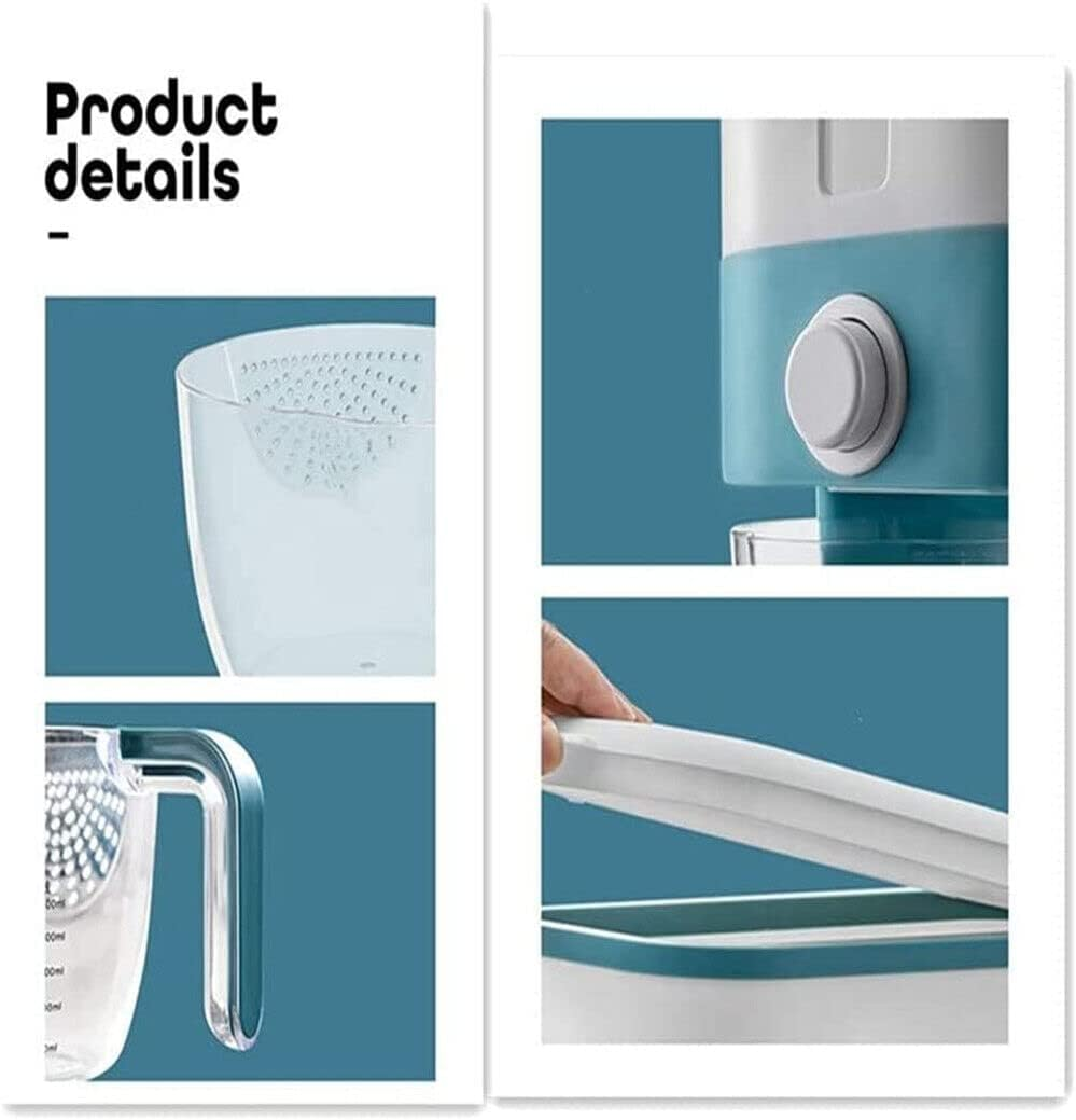 Auto Plastic Dry Food Storage Container Airtight Cereal Rice Lid Box Dispenser (Blue)