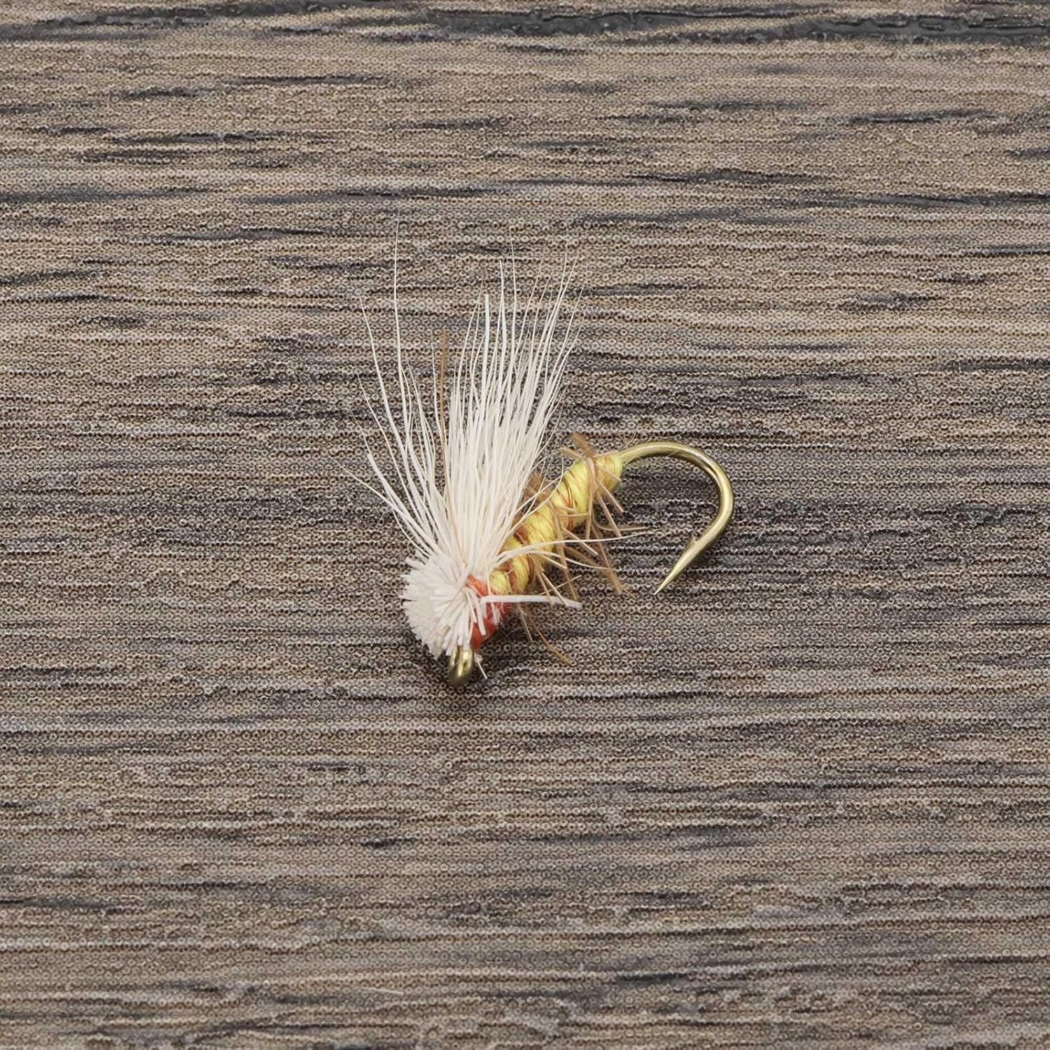 Emsea 12Pcs Barbless Dry Flies Fly Fishing Lures Silkworm Moth Fly Bait Hand Tied Fishing Flies for Fishing Trout Bass Salmon 15Mm image number 6