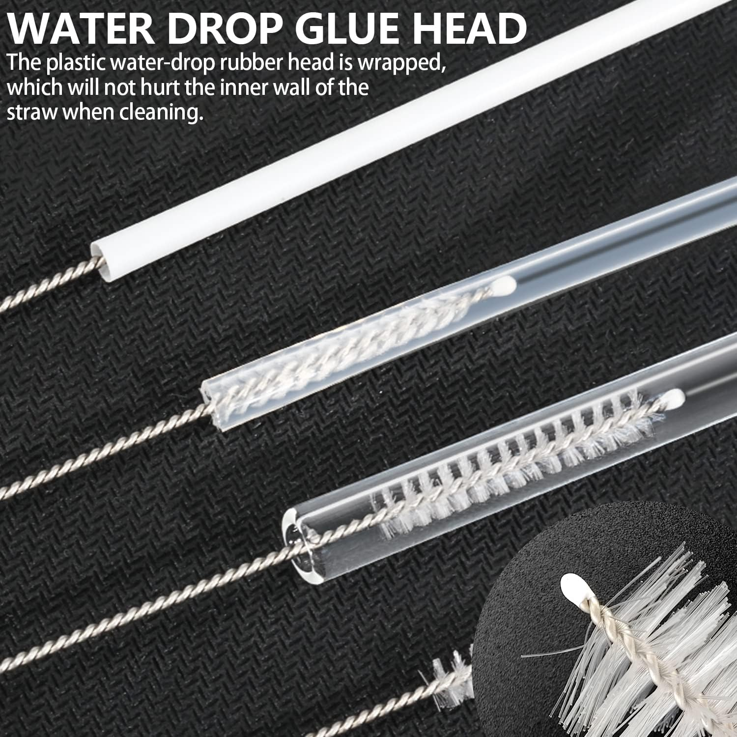 TORMEN 6Pcs Straw Cleaner Brush, Bendable Brush Nylon Bristles Stainless Steel Handle Be Used to Clean Pipe, Narrow Tube, Coffee Pot, and Other Hard to Access Corners(Length: 240" 200" 175" image number 3