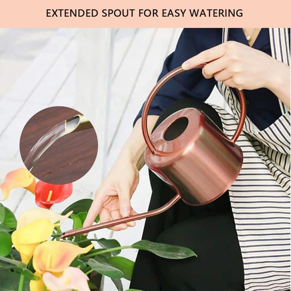 1.3 L Metal Watering Can for Indoor Plants &ndash; Long Spout, Rust-Proof, Durable and Stylish Red Copper Design &ndash; Perfect for Precise Watering &ndash; 38.5 X 13 X 20 CM