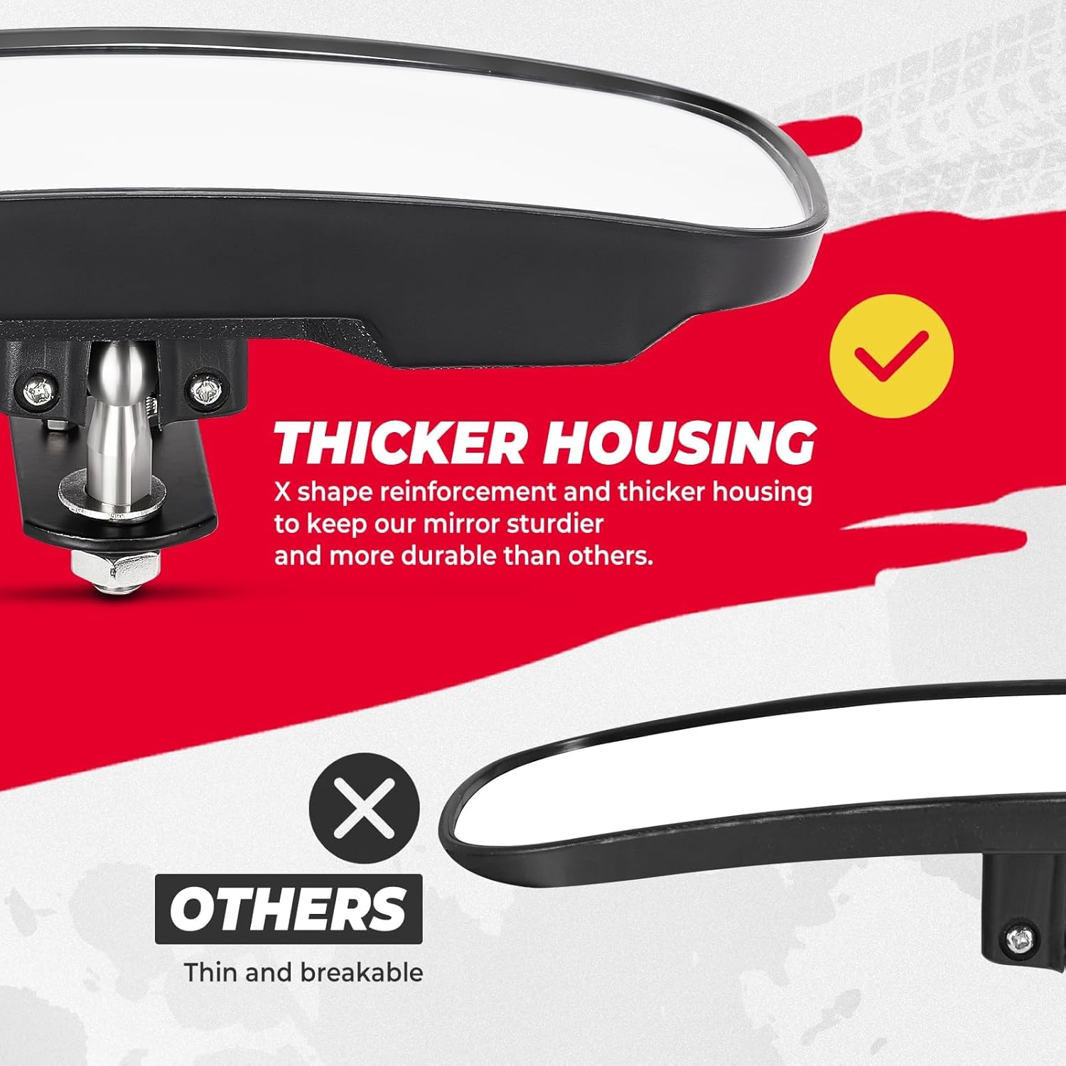 KEMIMOTO UTV Rear View Mirror Compatible with Polaris Ranger 500 570 900 XP 1000 Xp/Crew 2017-2025 with Factory Drop down Mounting Tab, UTV Panoramic Rear View Mirror OEM #2879969 image number 2