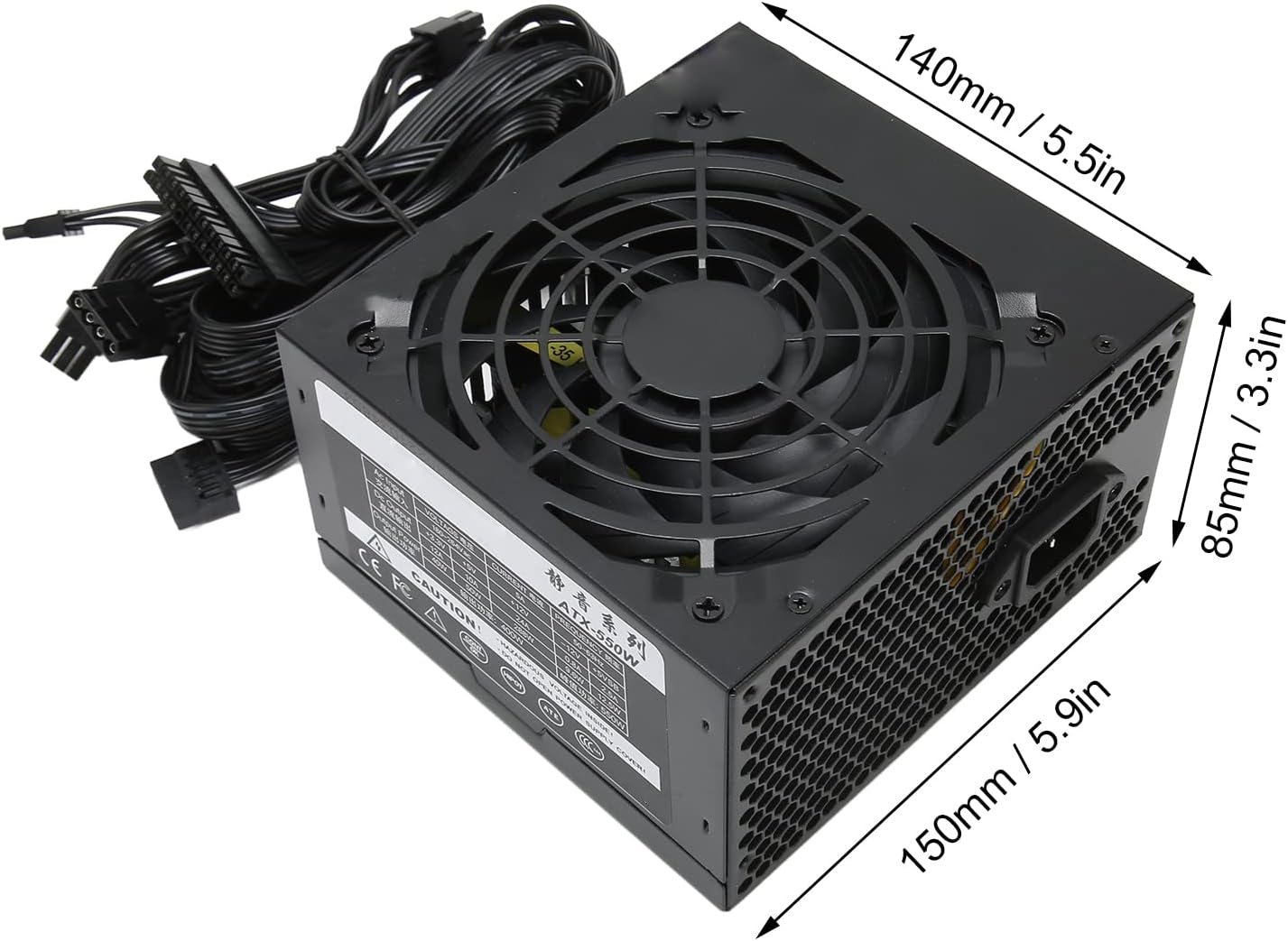 Desktop System Power, Multi Protection Auto Break 120Mm Bearing 550W Power Supply for Gaming