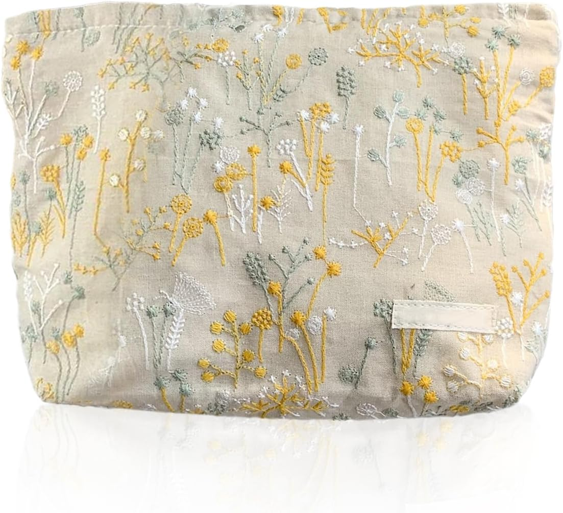 1 Piece Embroidered Cosmetic Bag, Elee Cosmetic Bag, Retro Cosmetic Bag, Floral Cosmetic Bag, Portable Storage Bag image number 2
