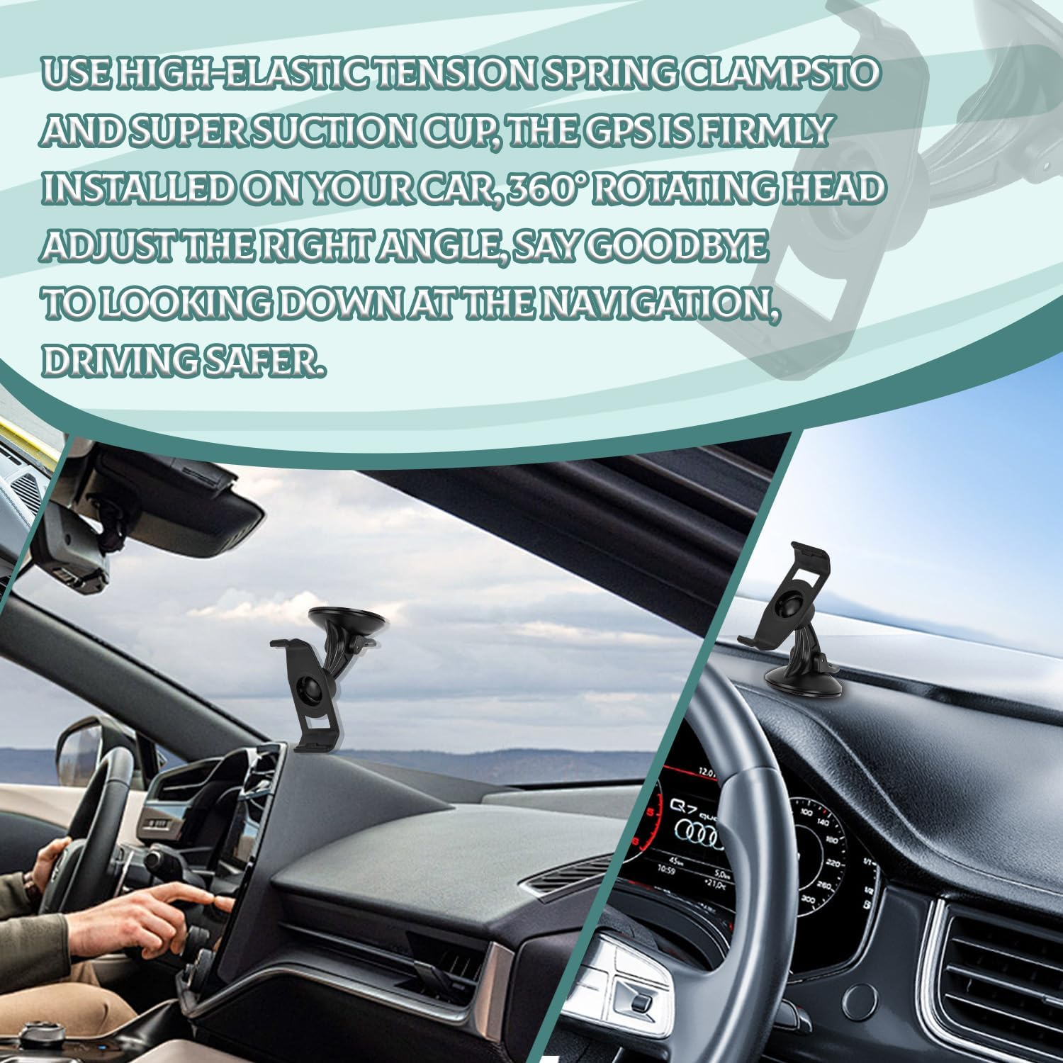 WALWAL GPS Car Cradle Replacement Mount, 17Mm Swivel Suction Cup GPS Holder Compatible for Garmin GPS Nuvi image number 3