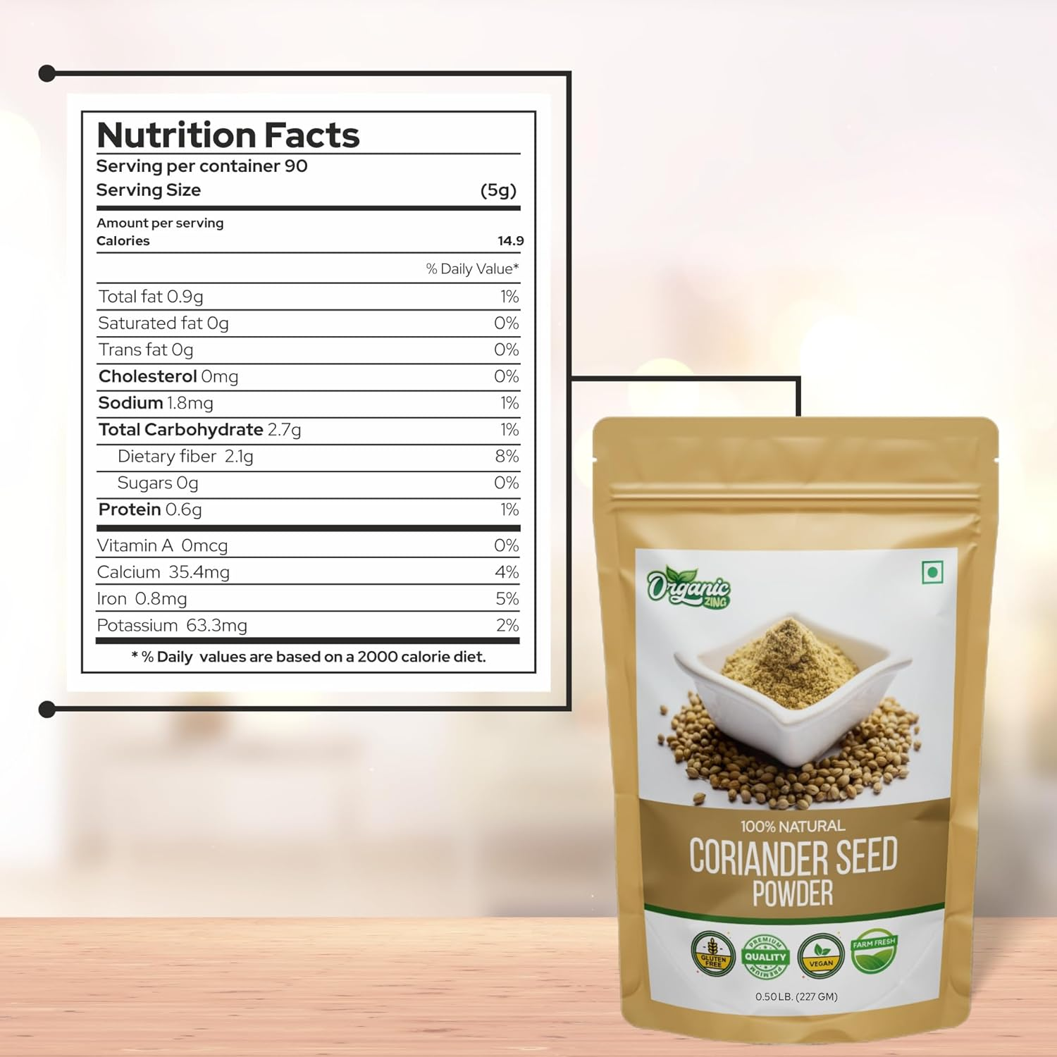 Organic Zing Coriander Powder | Coriander Powder for Curries, Pickles | Product of India - 227 G / 8 Oz image number 1