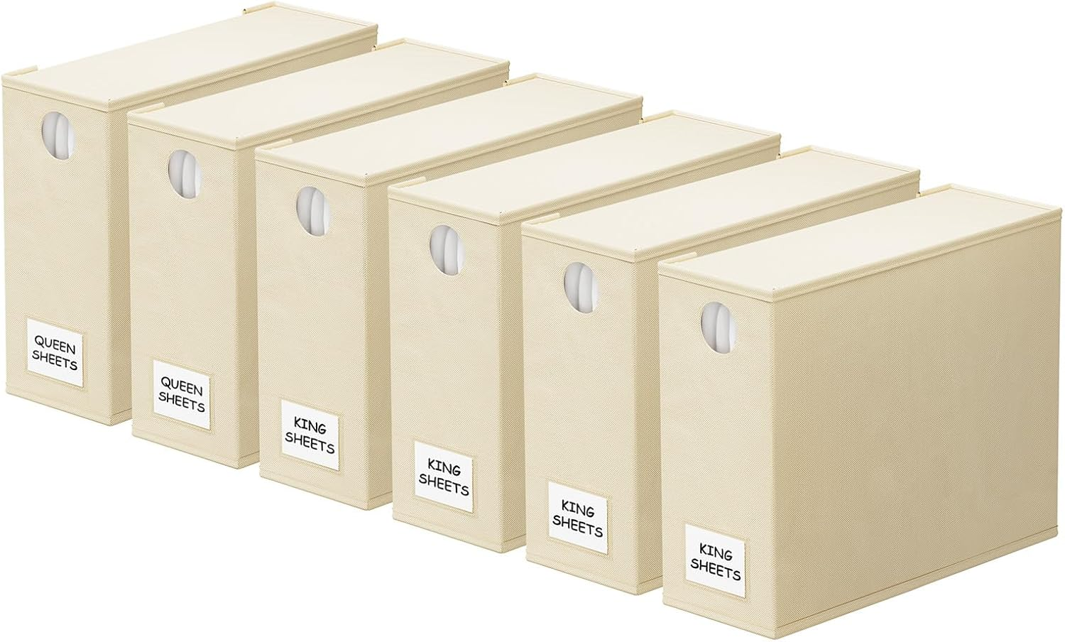 Spaceaid 6 Pack Bed Sheet Organizers and Storage, Foldable Sheet Organizer for Linen Closet, Sheets Set Folder Keeper with Window XL (Queen & King Size) Organizing Bedding Container, White