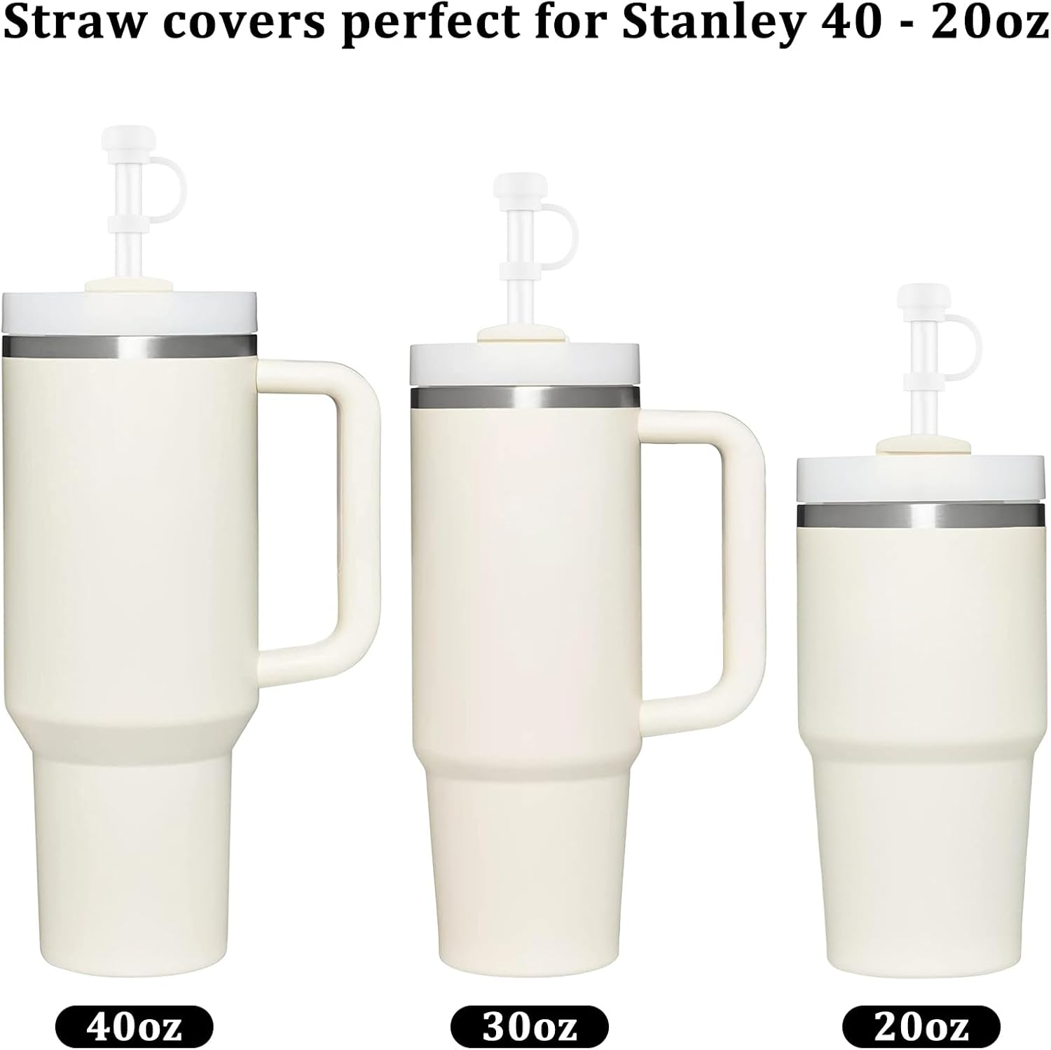 4 Pcs Straw Covers for Stanley Cup 40-20 Oz, 0.4 Inches Silicone Straw Cover Caps, Stanley Cups Accessories, Dust-Proof and Leak-Proof (4 Straw Covers)