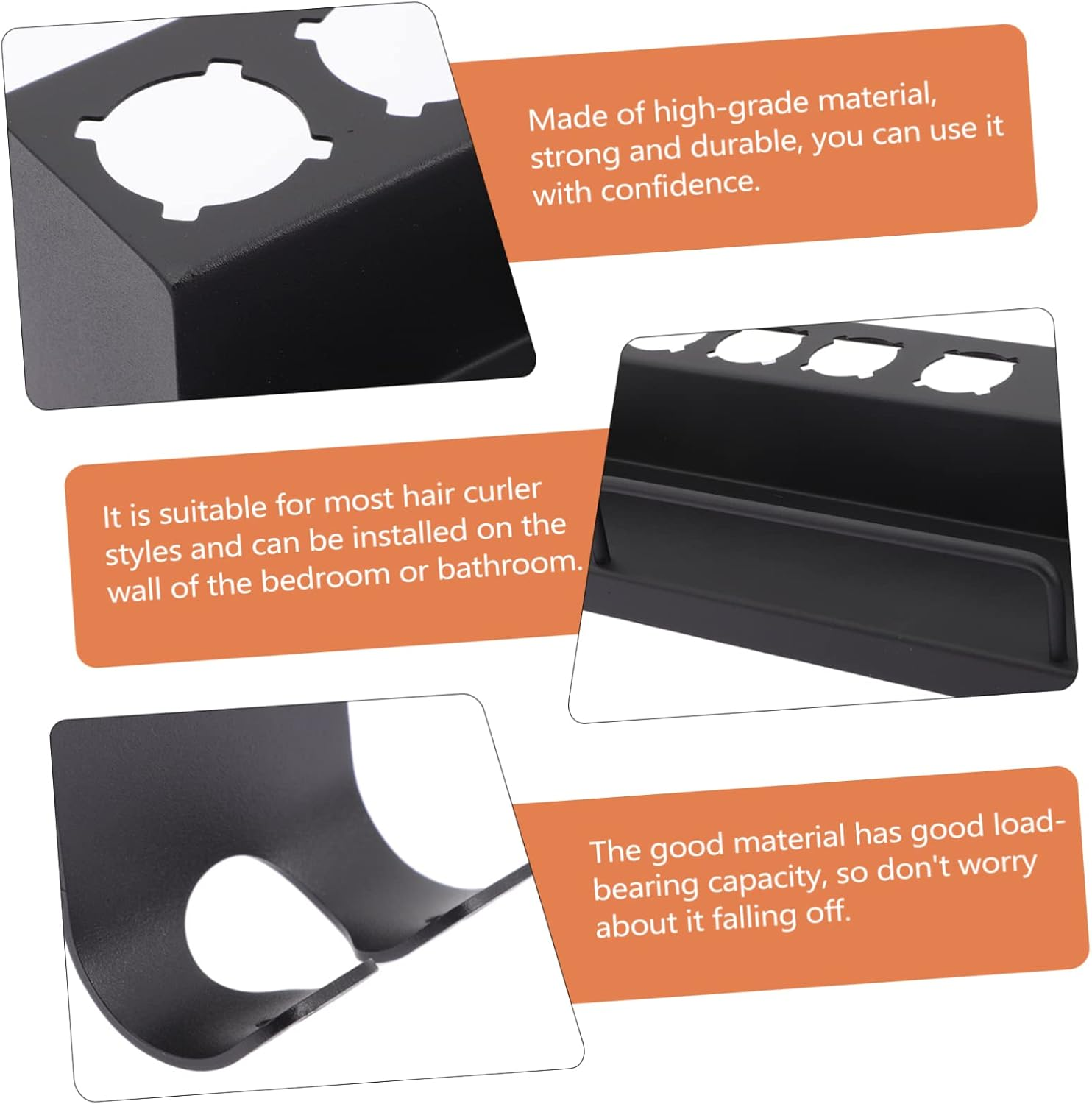 VINTORKY Wall Hanging Hair Curler Rack Black Punch Hair Styling Tool Organizer for Bathroom and Barber Shop with Strong Load Bearing Capacity and Compatibility image number 1