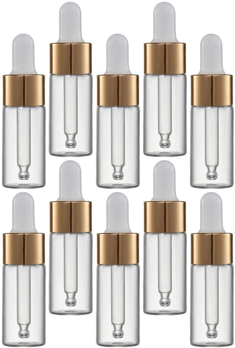 Gogogmee 10Pcs Glass Essential Oil Bottles - 10 Ml Dropper Refillable Household Oil Dropper Bottles Travel Mini Glass Subbottles for Aromatherapy image number 1