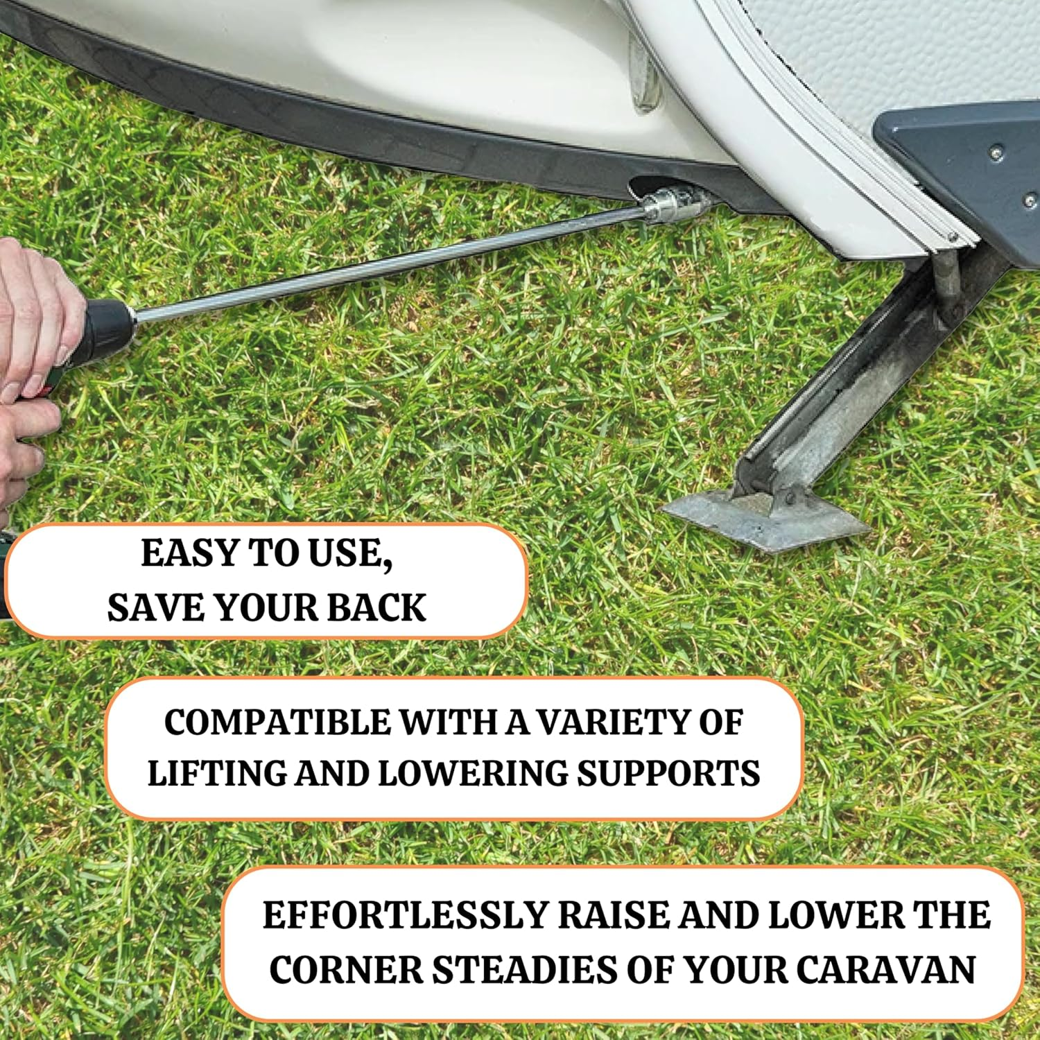 30Cm Caravan Corner Steady Jack Leg Winder Drill Adaptor Attachment, 19Mm Caravan Stand Jack Extension Socket Adapter, 19Mm Socket, 30Cm Hexagonal Shaft, for Caravans and Mobile Homes image number 2