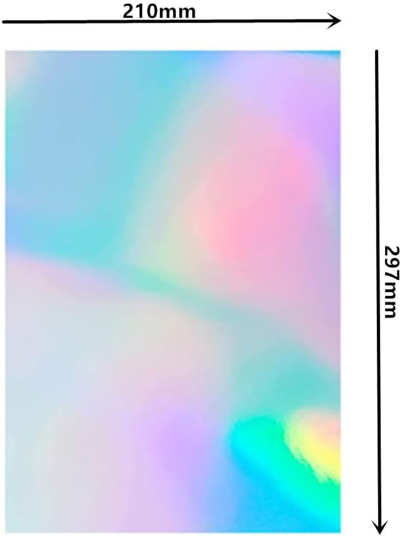 Cuicanfla 12 Pcs Holographic Sticker Paper, A4 Holographic Silver Card Metallic Rainbow Cardstock Foil Paper for Crafts Scrapbooking Shimmer Mirror Finished Shiny Sheets, for Inkjet, Laser Printer image number 3