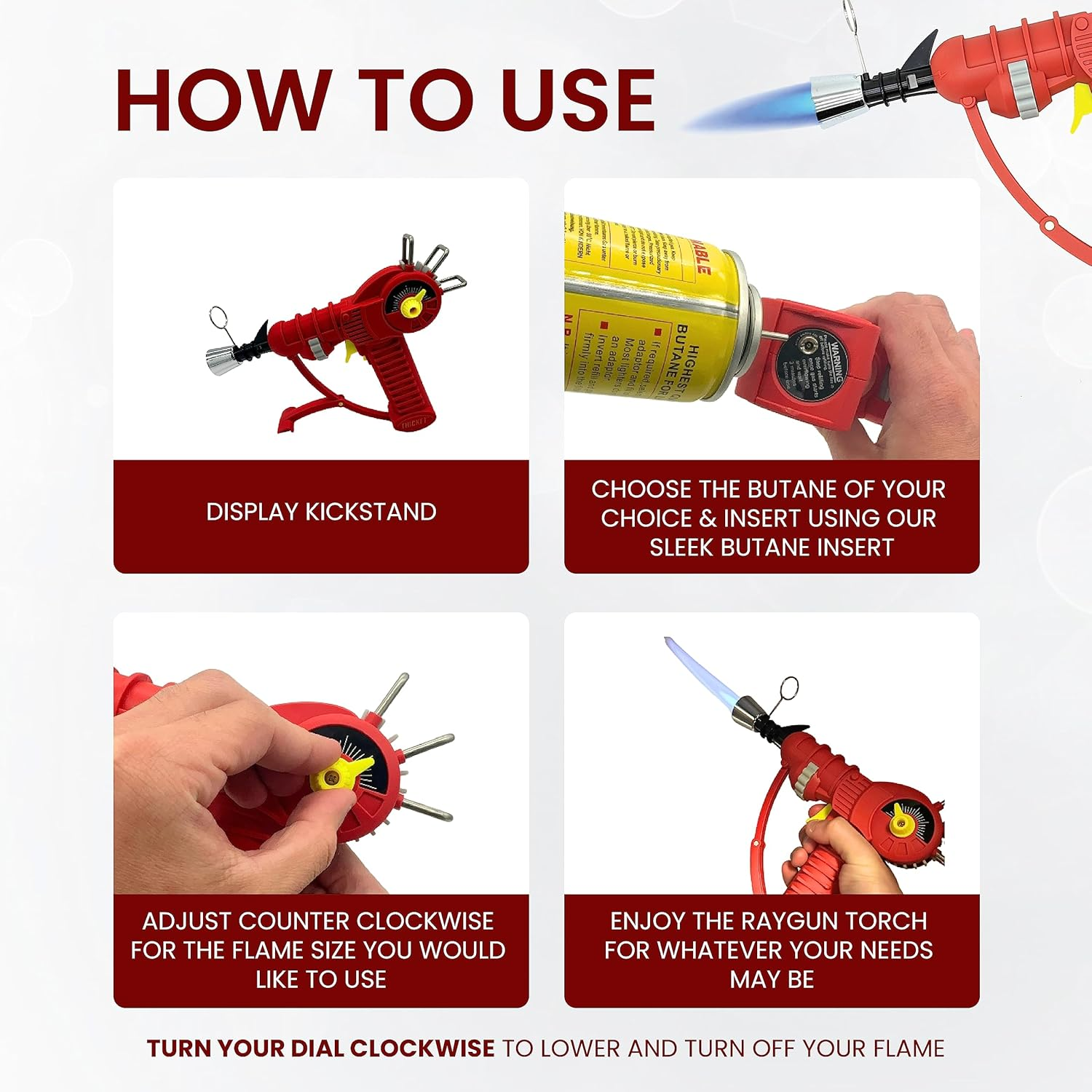 Thicket Inspired Raygun Refillable Butane Torch Lighter, Home Kitchen and Cooking Torch with Safety Lock and Kickstand (Butane Not Included) (Purple) - Purple image number 4
