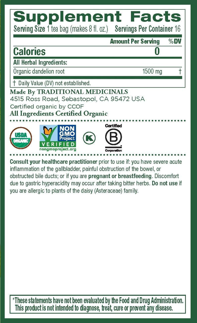 Roasted Dandelion Root Tea - 16 Count - Pack of 1, 0.85 Oz image number 3