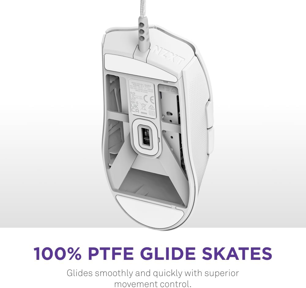 NZXT MS-001NW-02 Lift 2 Ergo Wired Gaming Mouse, White image number 4
