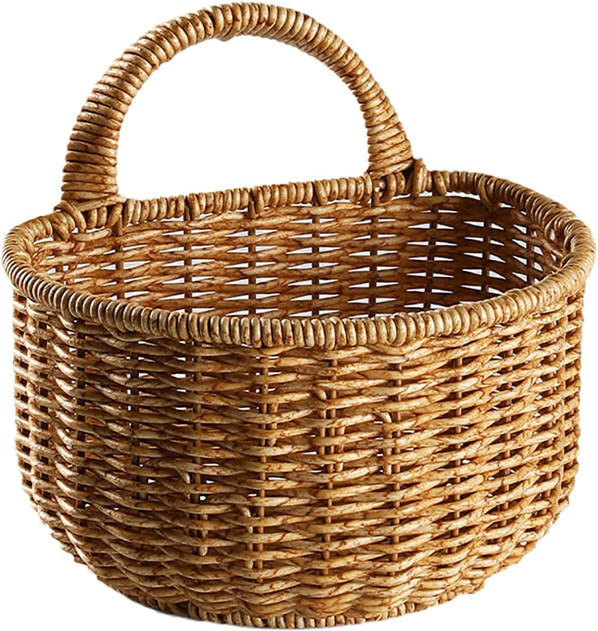 JMEDIC Wall Hangings Wicker Basket, Hanging Small Woven Storage Basket with Handle, Shelf Basket Organizer for Flower Plants image number 1