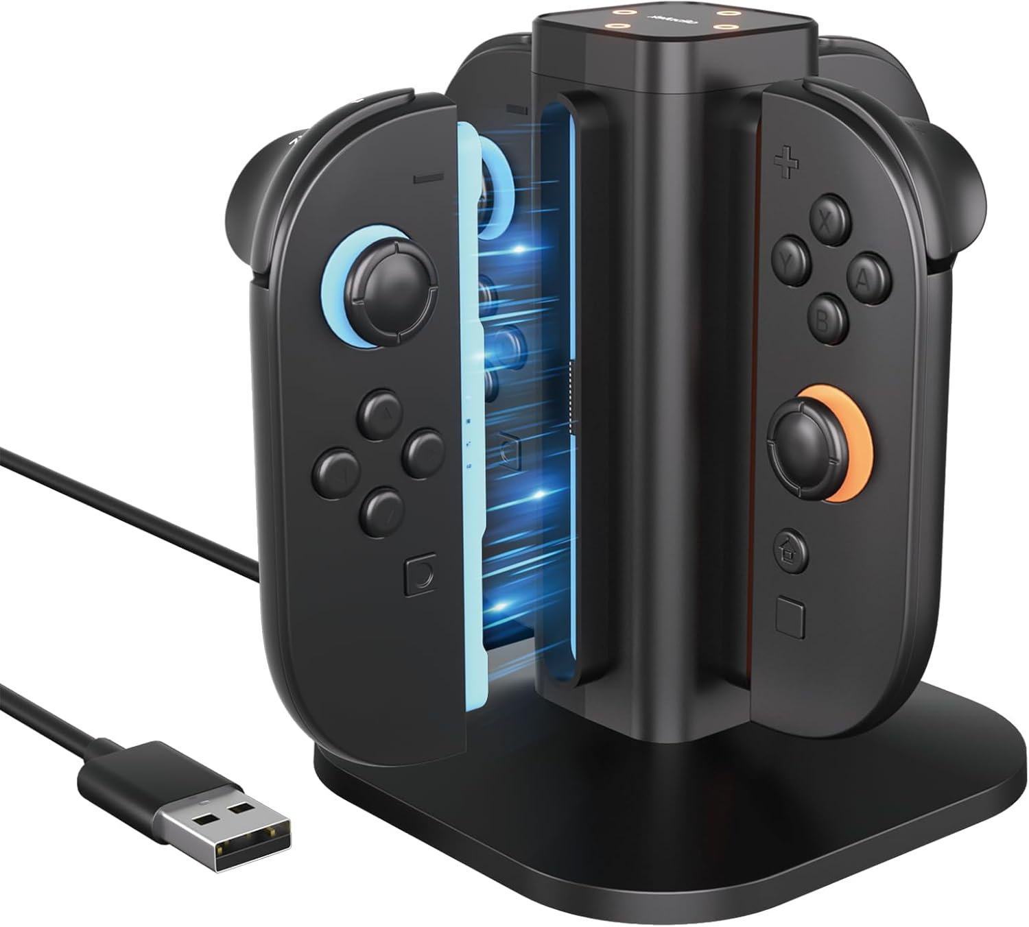 Switch 2 Joy Con Charging Station, LED Indicator, 4 Joycon Controller Charger Dock, USB Powered for Switch 2 Joy Con Controller (Black)